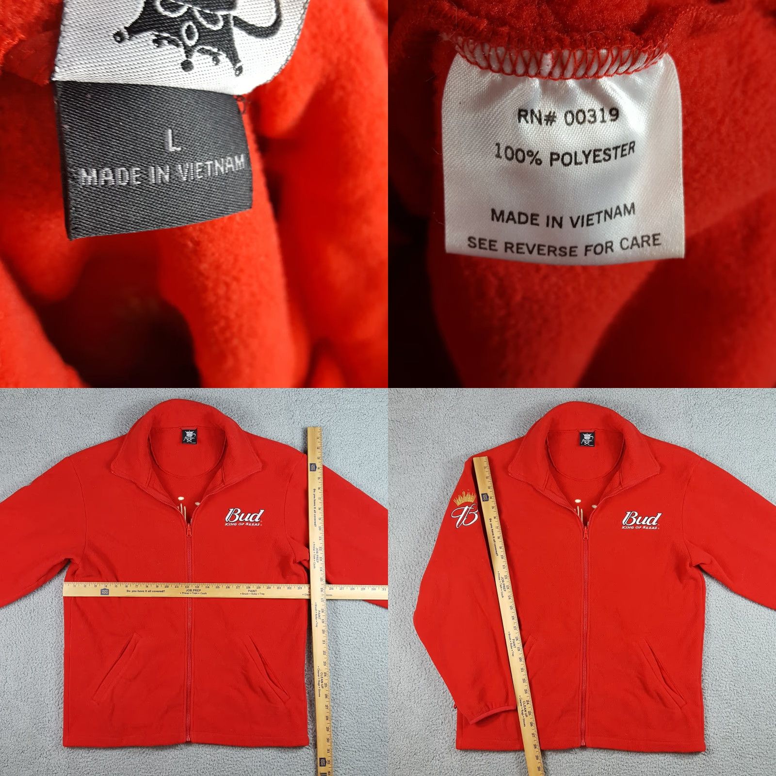 Budweiser VINTAGE Budweiser Racing NASCAR Fleece Full Zip Up Mens L Windbreaker Jacket Red 90s 00s Y2K Racing Logo Embroidered Zip Short URL Size US L / EU 52-54 / 3 - 8 Thumbnail