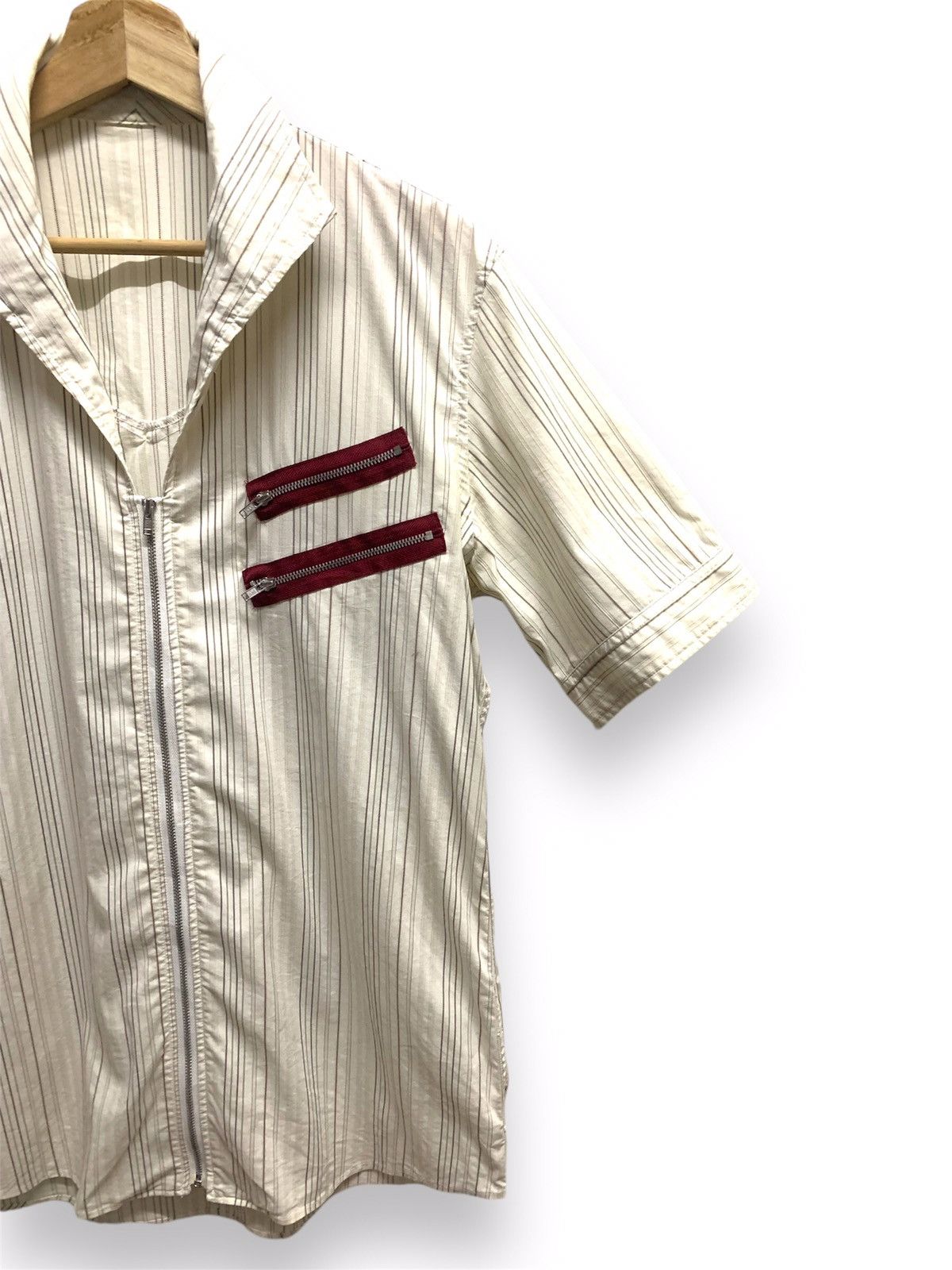 Japanese Brand Vintage PPFM Japanese Brand Stripe Zip-Up Short Sleeve Shirt Size US M / EU 48-50 / 2 - 4 Thumbnail
