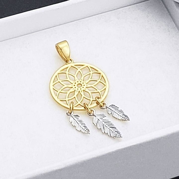Other Dreamcatcher Willow Hoop Net Pendant 14k Yellow & White Gold Size ONE SIZE - 1 Thumbnail