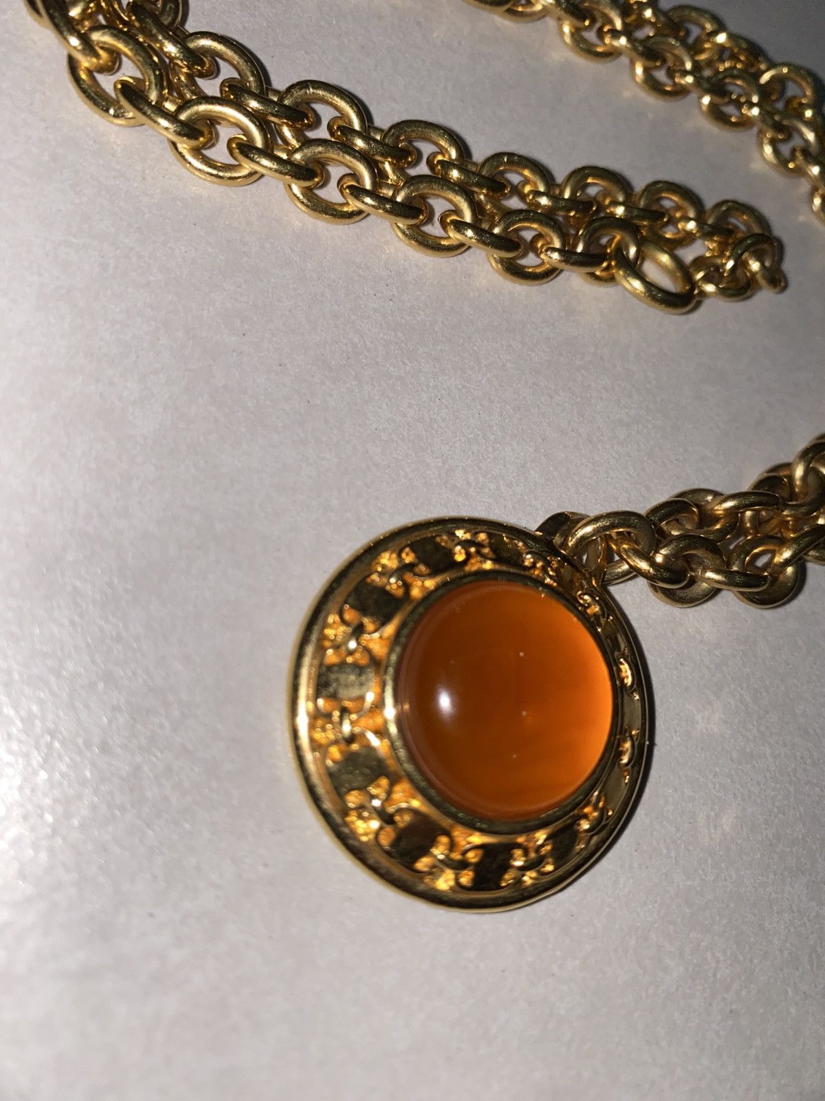 Salvatore Ferragamo Vtg Salvatore Ferragamo orange cabochon pendant necklace Size ONE SIZE - 3 Thumbnail