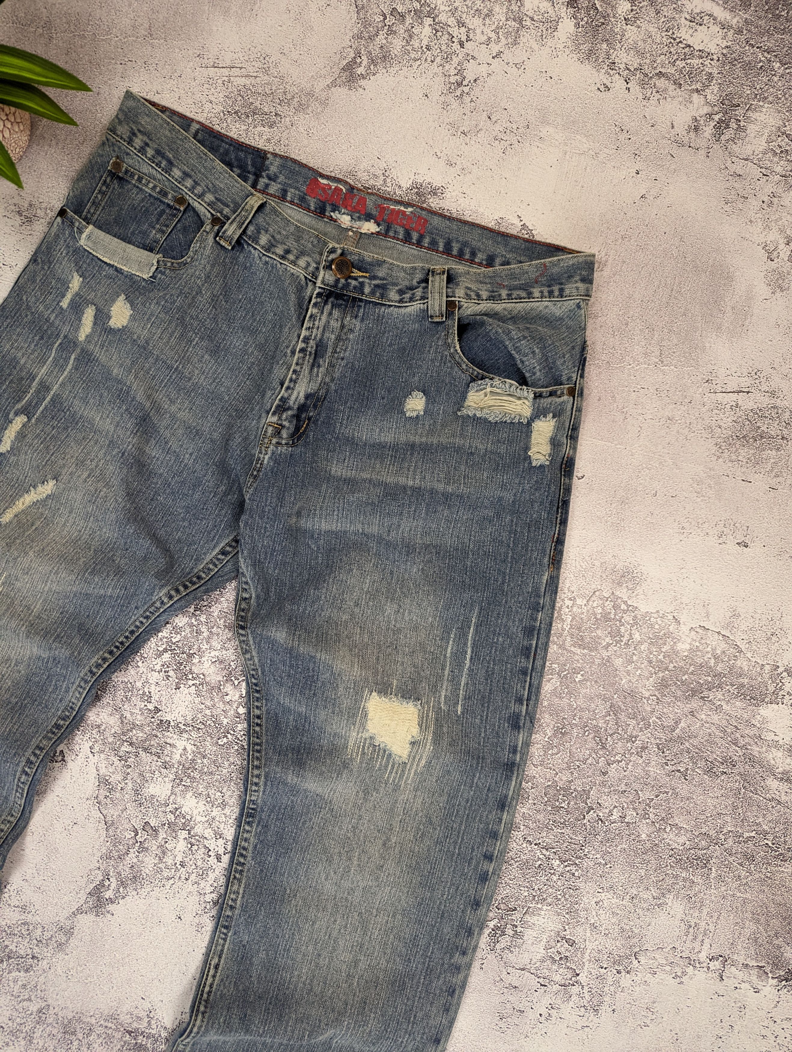 Japanese Brand Osaka Tiger Japanese Distressed Light Blue Jeans Mens Sz 38R Size US 38 / EU 54 - 13 Thumbnail