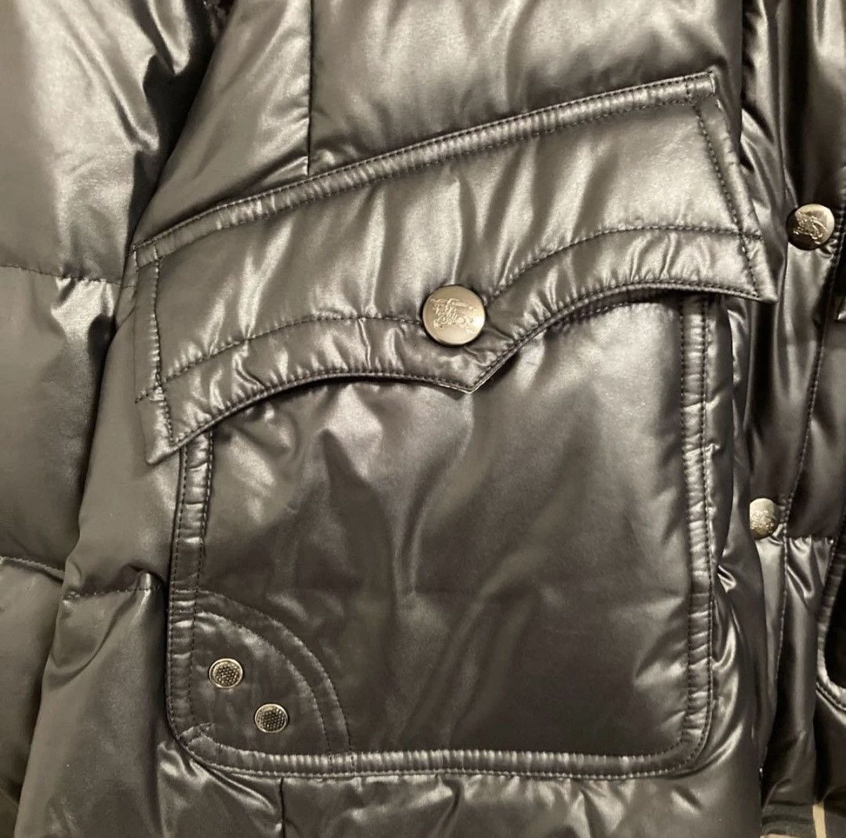 Burberry Blue Label Black Down Jacket Hooded Fur Detachable