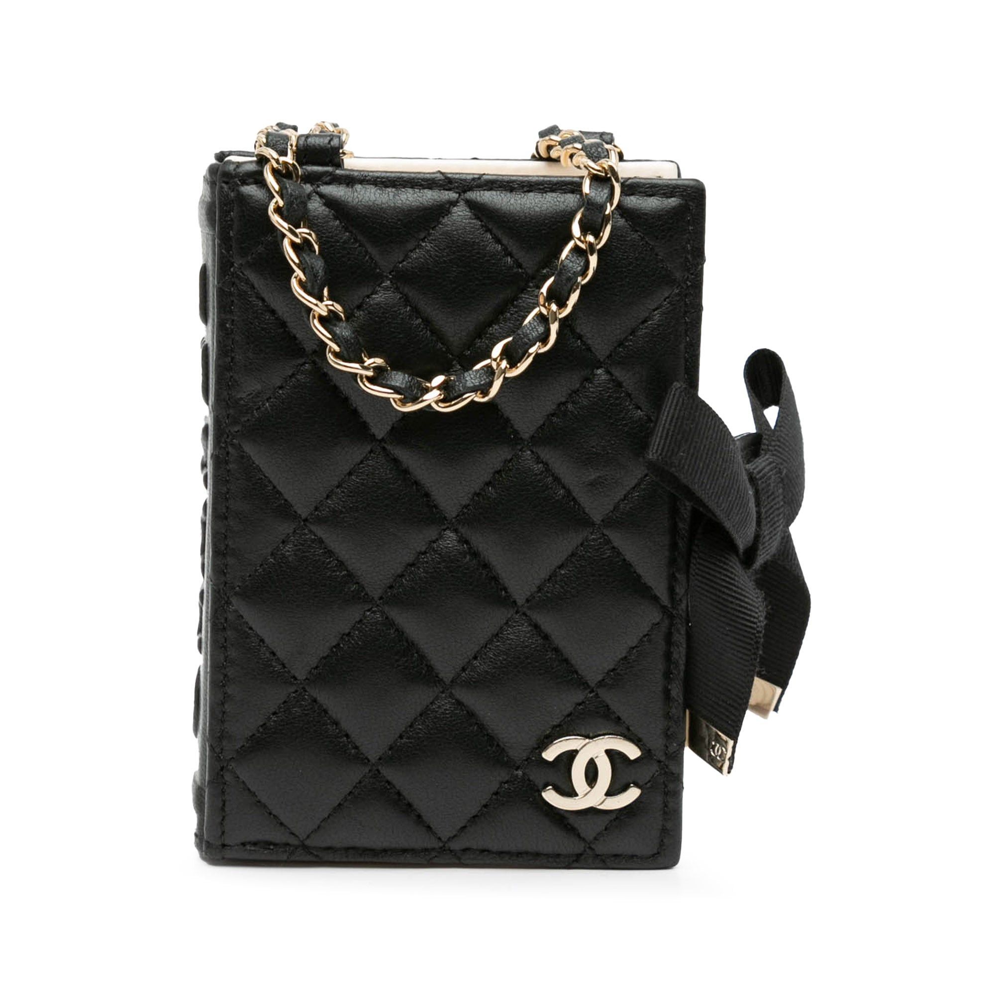 Chanel Chanel Quilted Lambskin Book Card Holder On Chain Black Size ONE SIZE - 1 Thumbnail