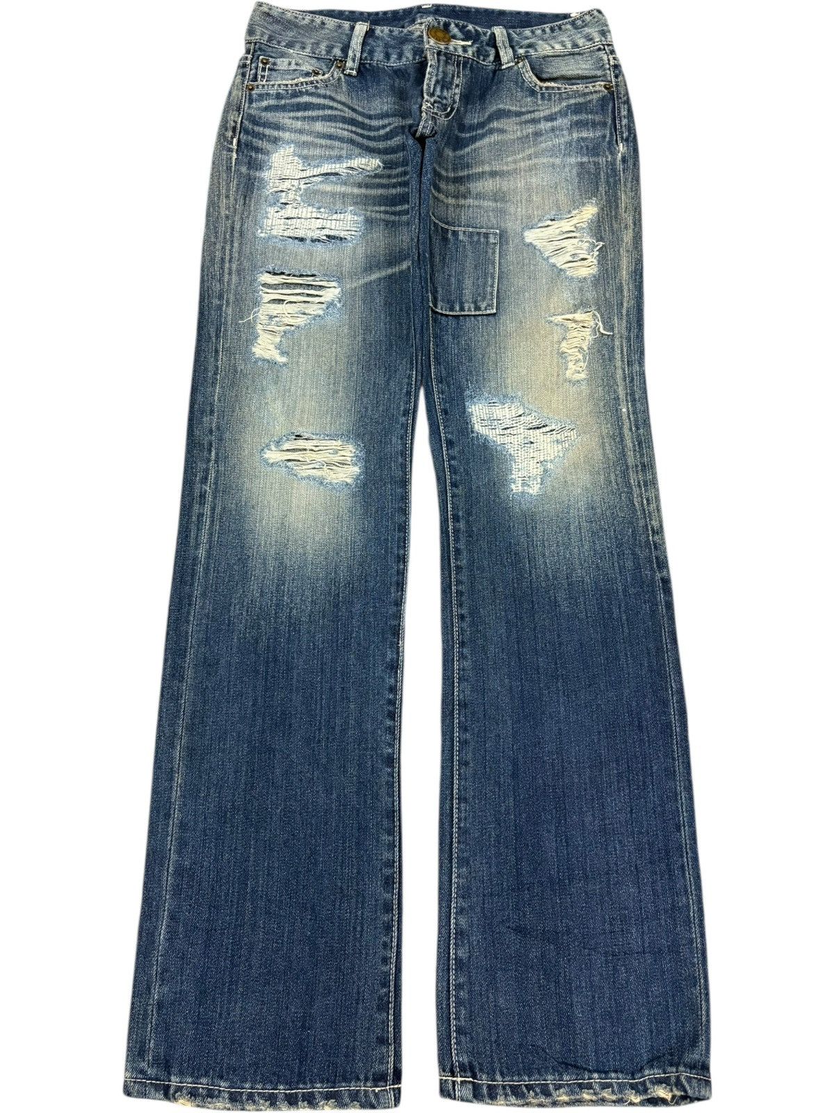 Kapital Vintage Japanese Brand Heavy Distress Low Rise Jeans Size 29" - 1 Thumbnail