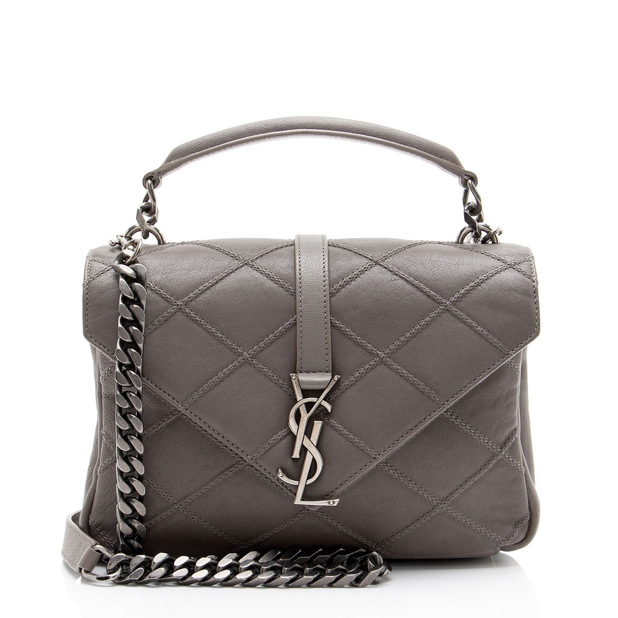 Saint Laurent Paris Saint Laurent Diamond Quilted Leather Monogram College Mediu Size ONE SIZE - 1 Thumbnail