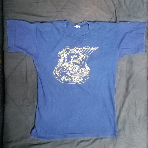 Vintage Vintage Sweden Sverige Viking Cartoon Graphic T-Shirt Size US M / EU 48-50 / 2 - 2 Thumbnail