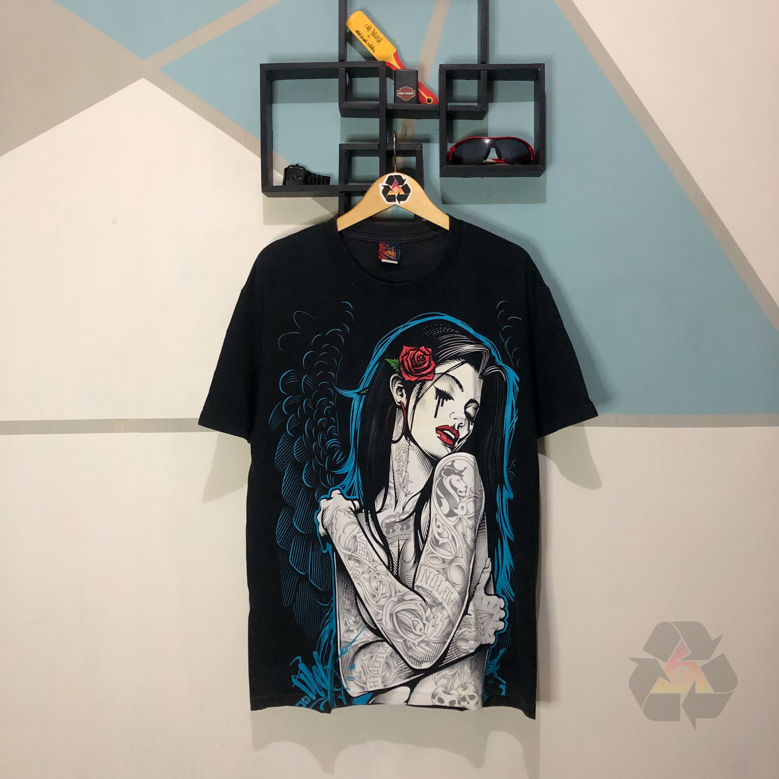 Japanese Brand Vintage Ogabel Double Sided Printed Women T-Shirt Y2K Size US L / EU 52-54 / 3 - 2 Thumbnail
