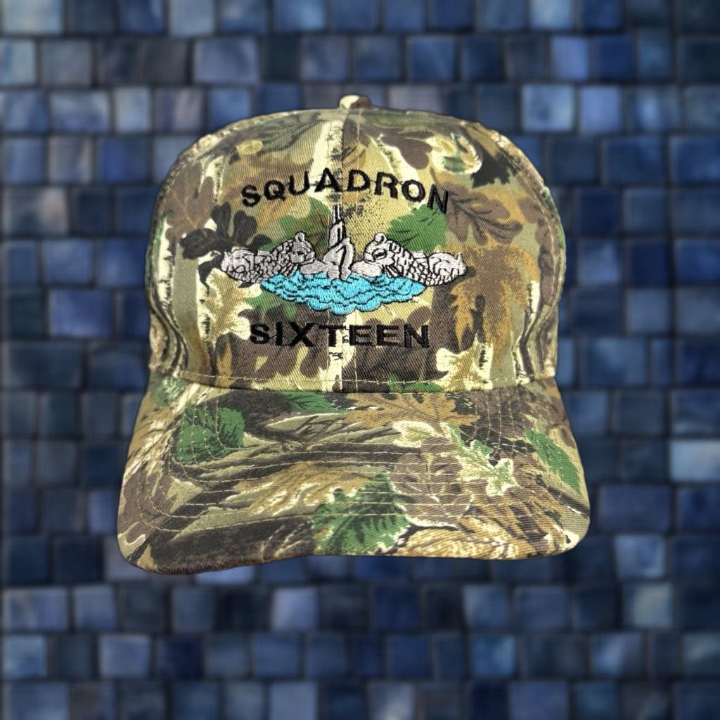 VINTAGE Camouflage Snapback Hat Army Navy Green Brown 80s Dad USA Otto Adjustable Men Ship Koi Fish Farm Pattern Trucker Hat