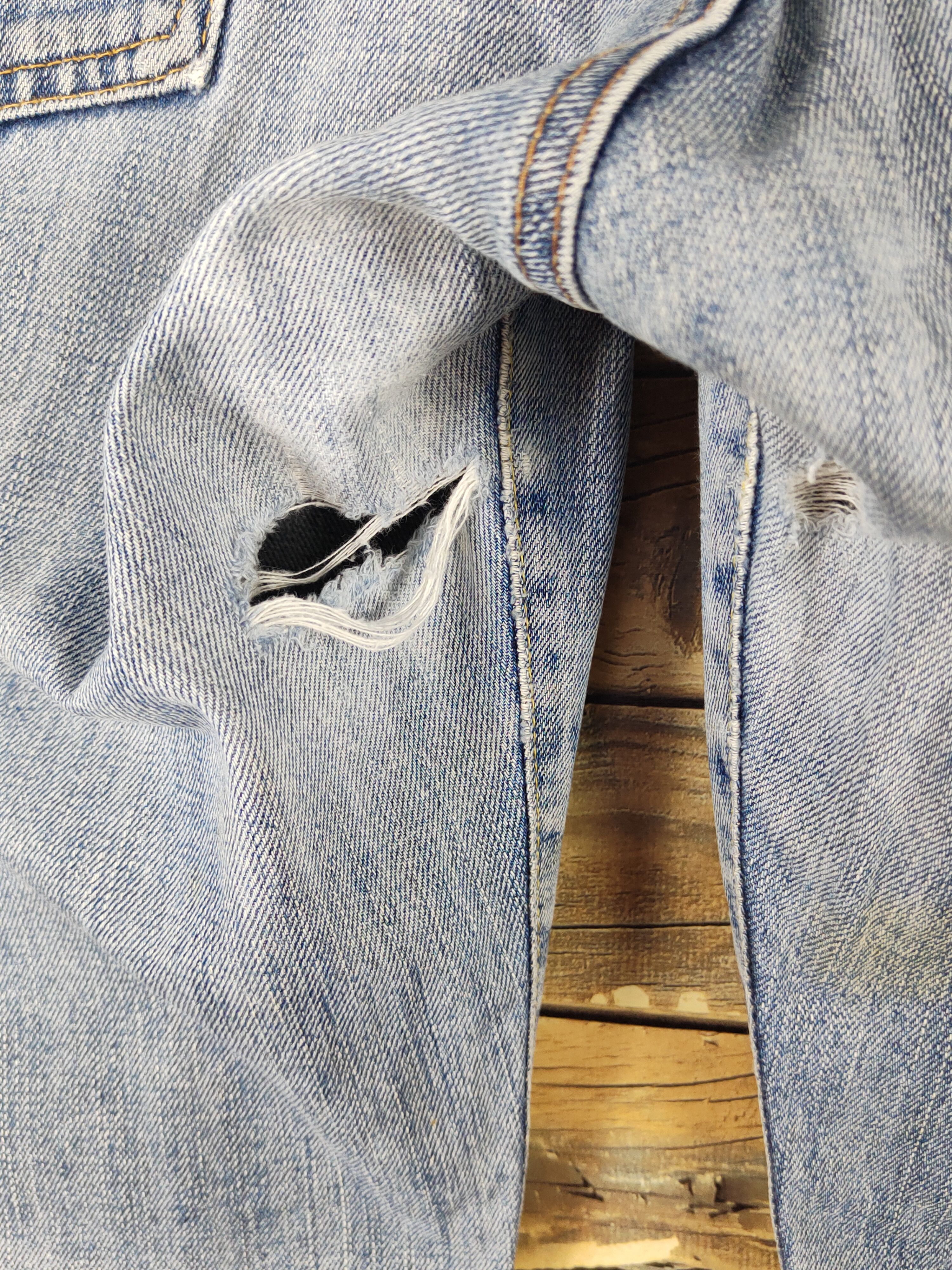 Japanese Brand Uniqlo vintage japan Blue Distressed Ripped denim #W1380 Size US 35 - 7 Thumbnail