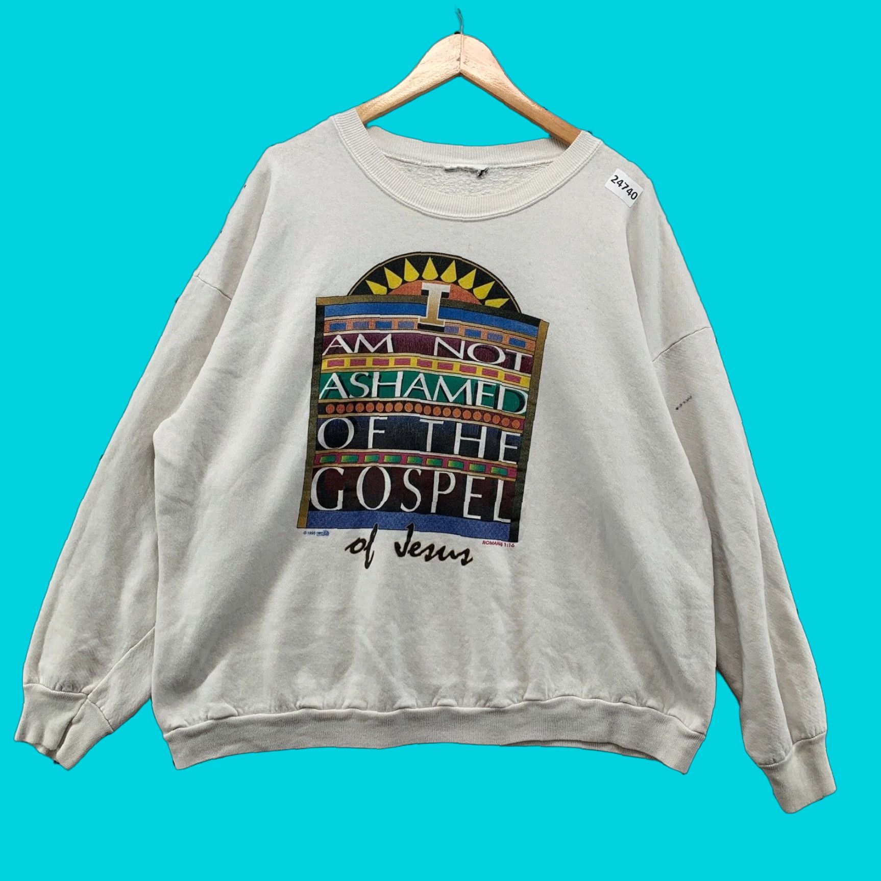 Fruit Of The Loom VINTAGE Fruit of the Loom Crewneck Sweatshirt Men 2XL White Gospel 90s Faith Religious Fleece Size US XXL / EU 58 / 5 - 1 Thumbnail