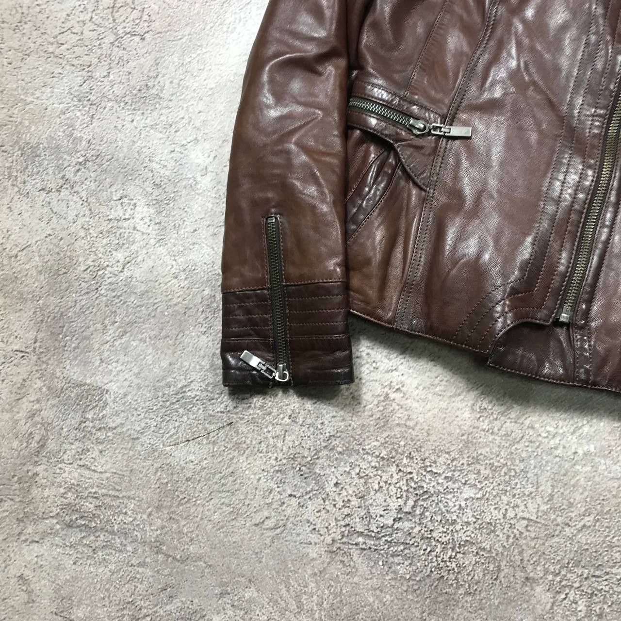Vintage Vintage Y2K Brown Leather Jacket Streetwear Grunge Slim M Size M / US 6-8 / IT 42-44 - 4 Thumbnail