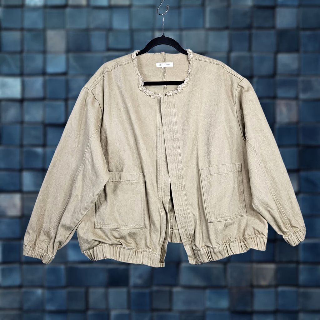 Denime Grade & Gather Jacket Women Open Front Beige Denim L Regular Size Beige Denim Jacket Size L / US 10 / IT 46 - 1 Thumbnail