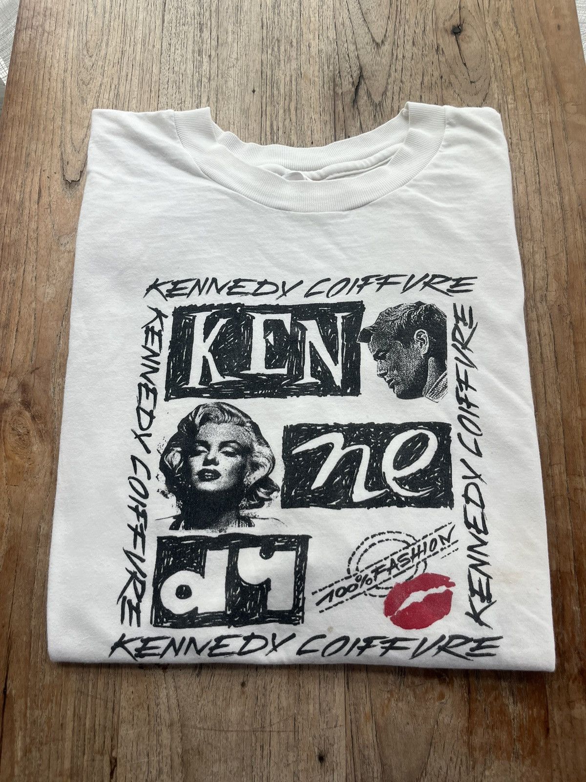 Vintage Vintage KENNEDY COIFURE 100% Fashion 90’s Artwork Tshirt Size US XL / EU 56 / 4 - 1 Thumbnail