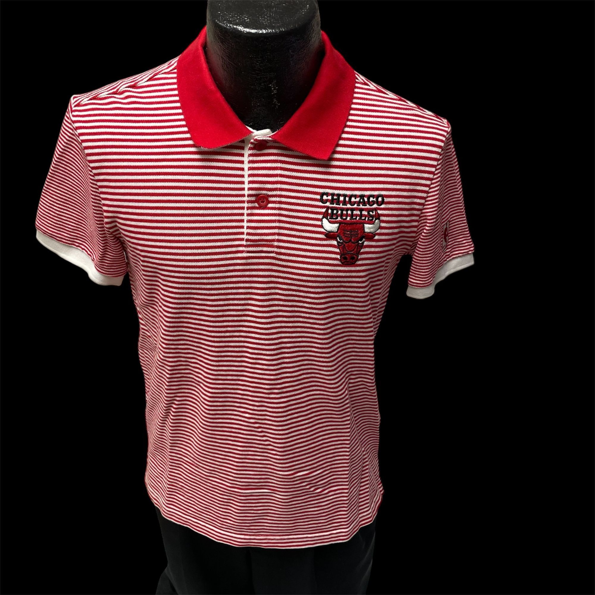 NBA Vtg NBA Stripe Polo CHICAGO BULLS Basketball LOGO Shirt Size US L / EU 52-54 / 3 - 2 Thumbnail