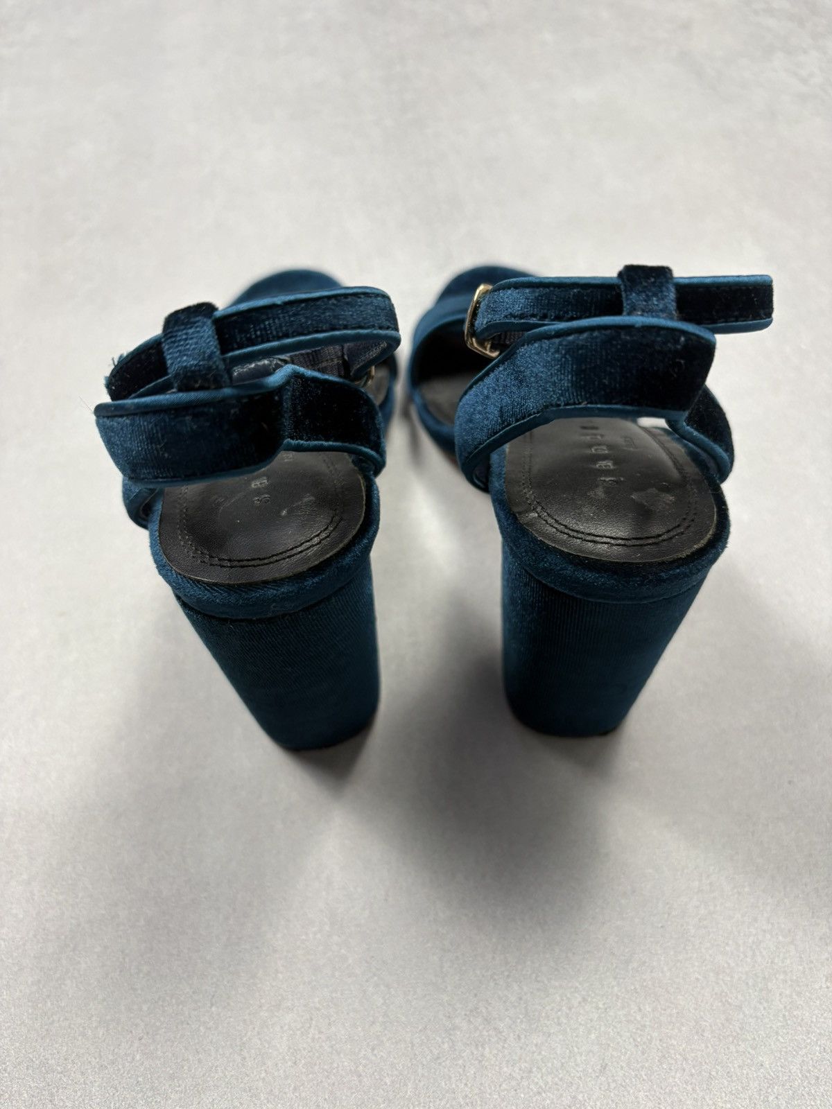 Sandro Sandro Velvet Block Heel Sandals Blue Ankle Strap EU36 Paris Size US 6 / IT 36 - 4 Thumbnail