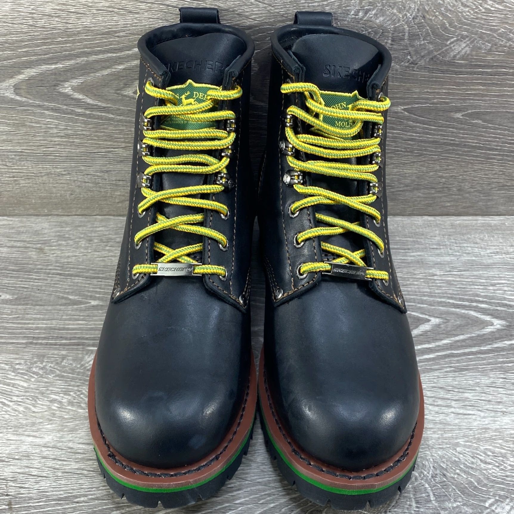 SKECHERS Skechers John Deere Mens 7 Black Leather Cascades Work Boots Lugged Soles NEW Size US 6 / EU 39 - 3 Thumbnail