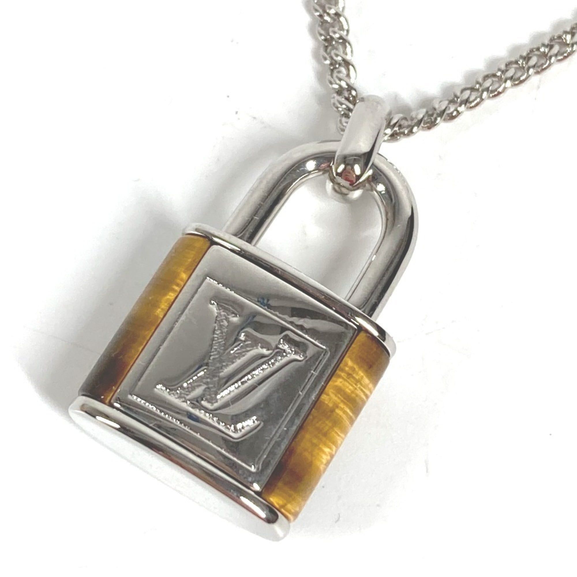 Louis Vuitton LOUIS VUITTON M62668 Collier LV Stone Tiger Eye Pendant Necklace, Accessory, Chain Metal, Men's, Women's, Silver Size ONE SIZE - 1 Thumbnail