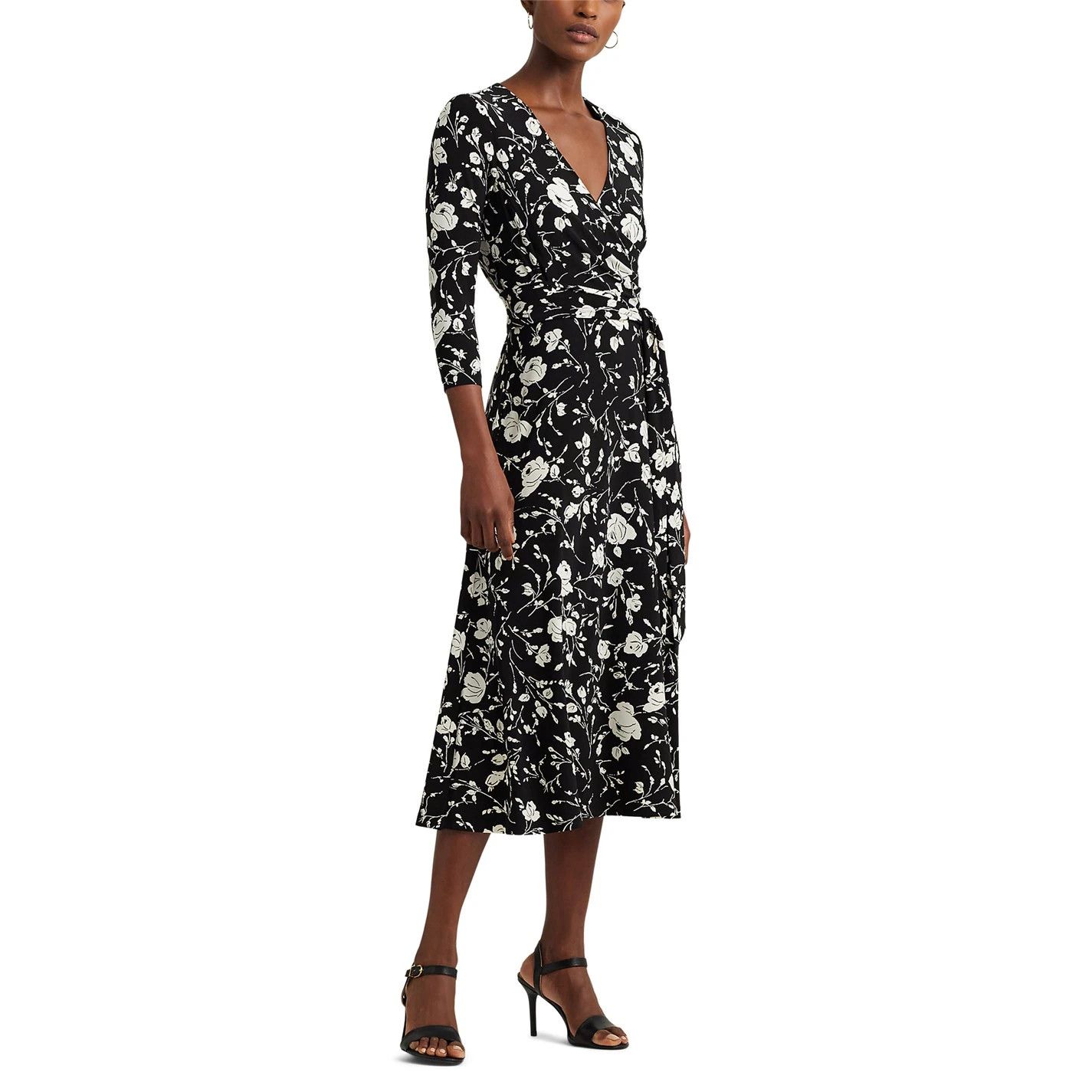 Lauren Ralph Lauren o1g2r1mq0825 Carlyna Wrap Dress in Black Size XS / US 0-2 / IT 36-38 - 4 Thumbnail