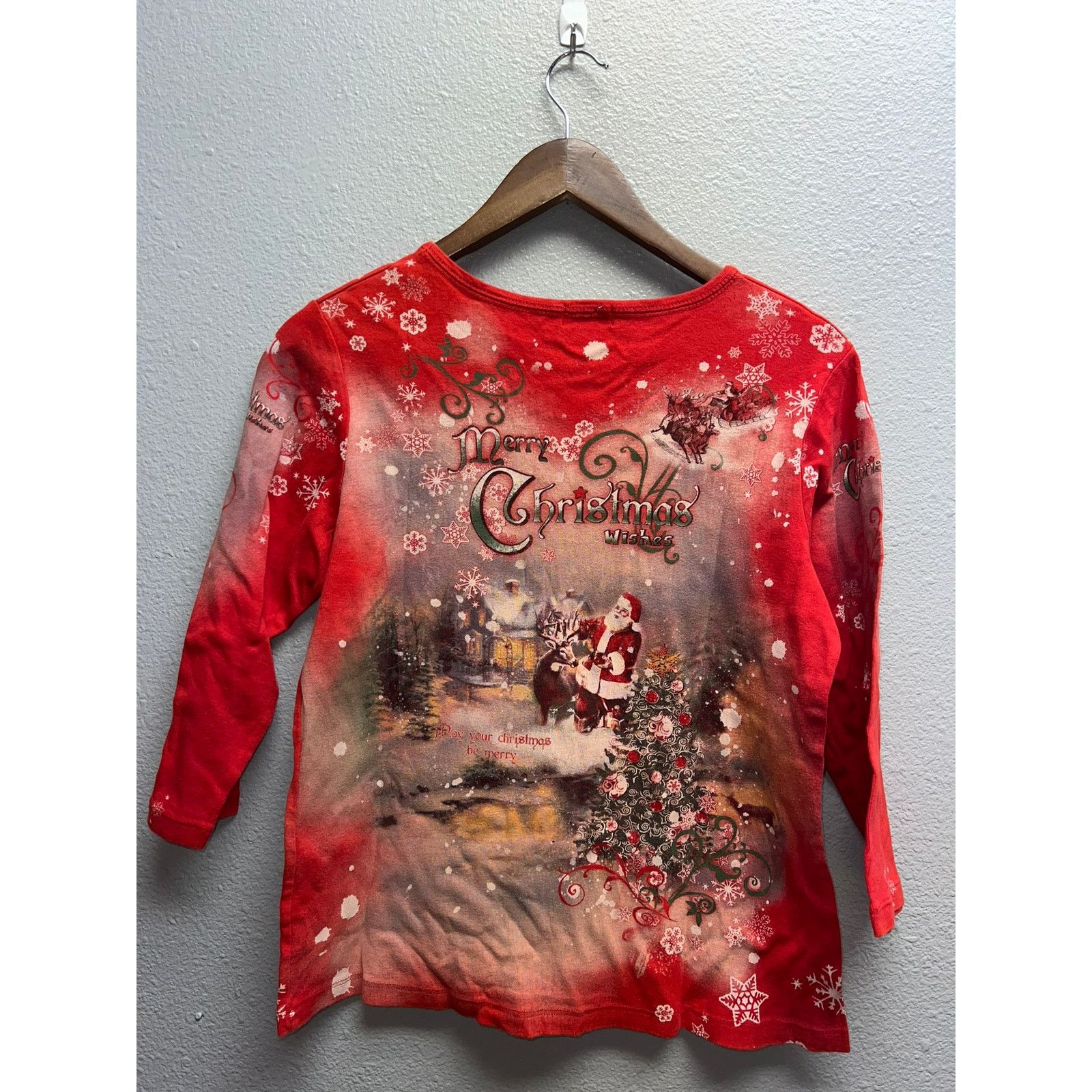 Vintage Womens Studio Gem Christmas Shirt Long Sleeve Top Red Tee L Size L / US 10 / IT 46 - 7 Thumbnail
