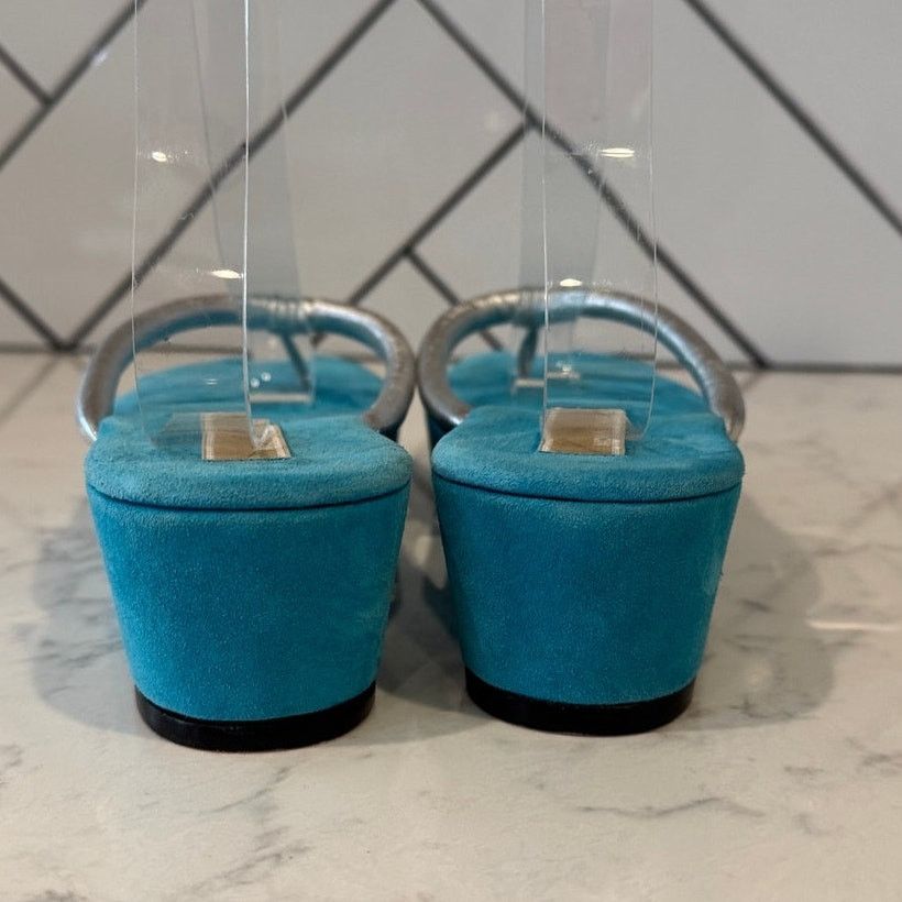 Michael Kors Rare Michael Kors Y2K platform flip flop sandals silver teal Size US 10 / IT 40 - 2 Thumbnail