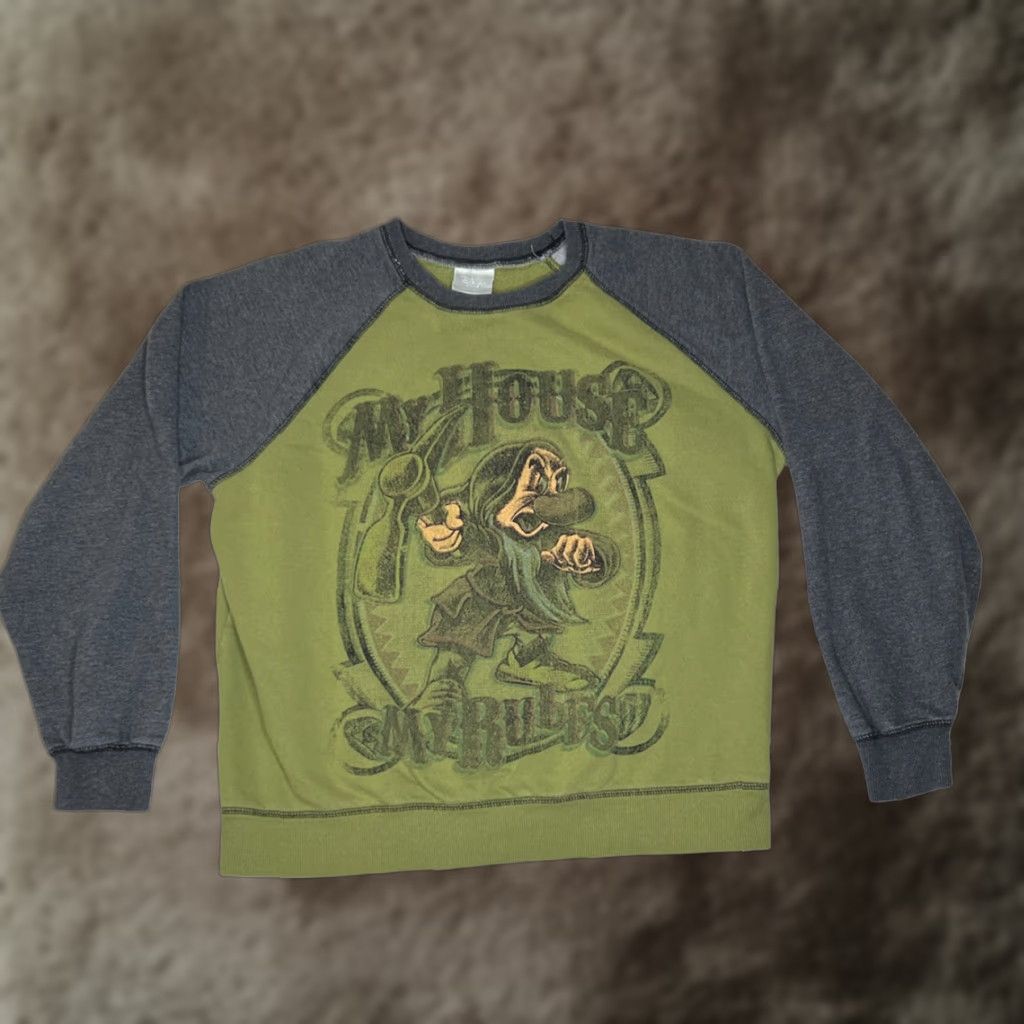 Disney VINTAGE Disney Grumpy Sweatshirt Shirt Mens S Green My House My Rules Pullover Crew Neck Long Sleeve Winter Spring Size US S / EU 44-46 / 1 - 1 Thumbnail