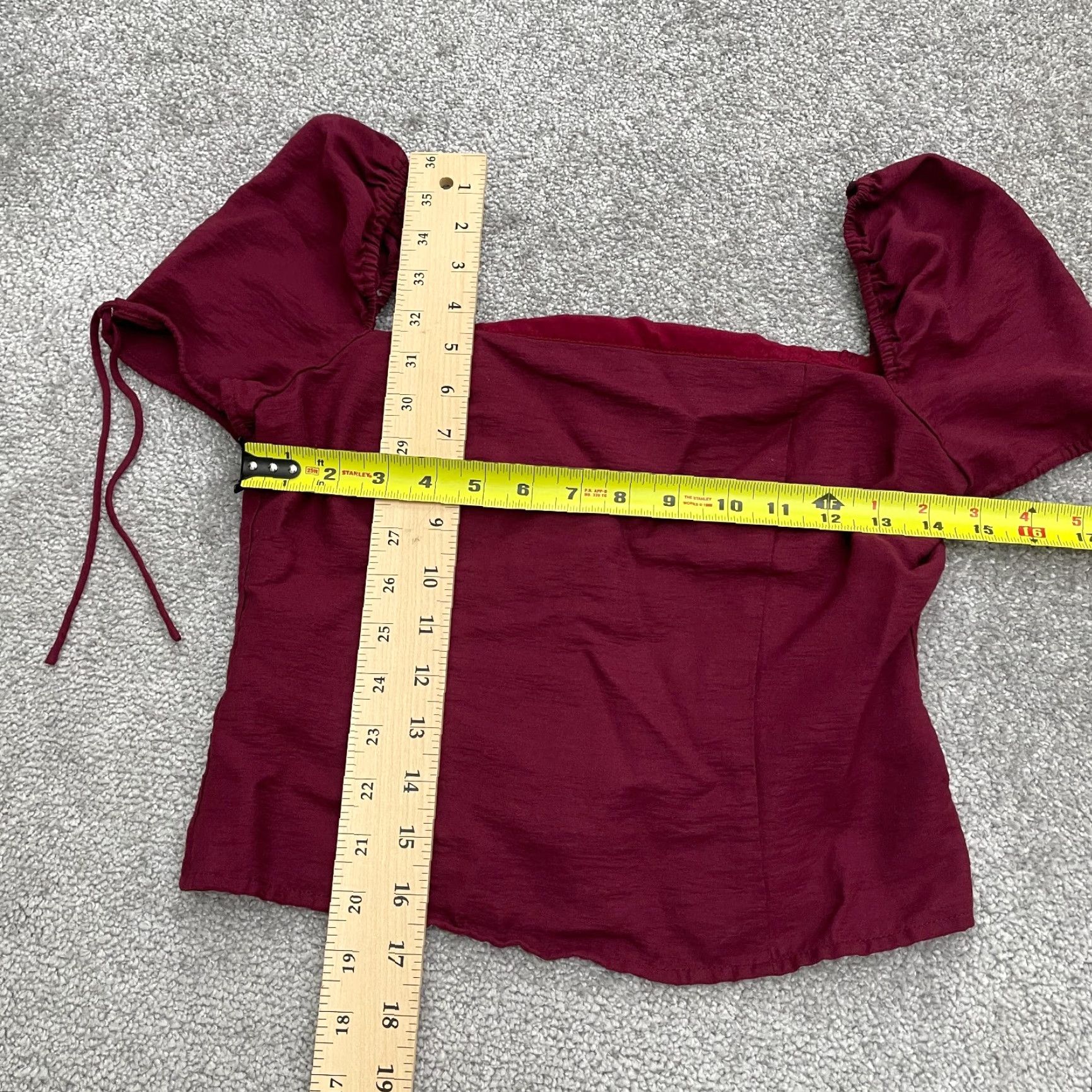Vintage Line And Dot Puff Sleeve Top Womens Small Red Back Full Zip Crop Casual Modern Size S / US 4 / IT 40 - 6 Thumbnail