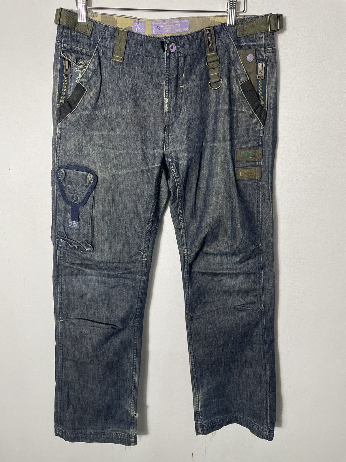 Japanese Brand LNG Multi Pockets Flair Cut Jeans Size US 35 - 3 Thumbnail