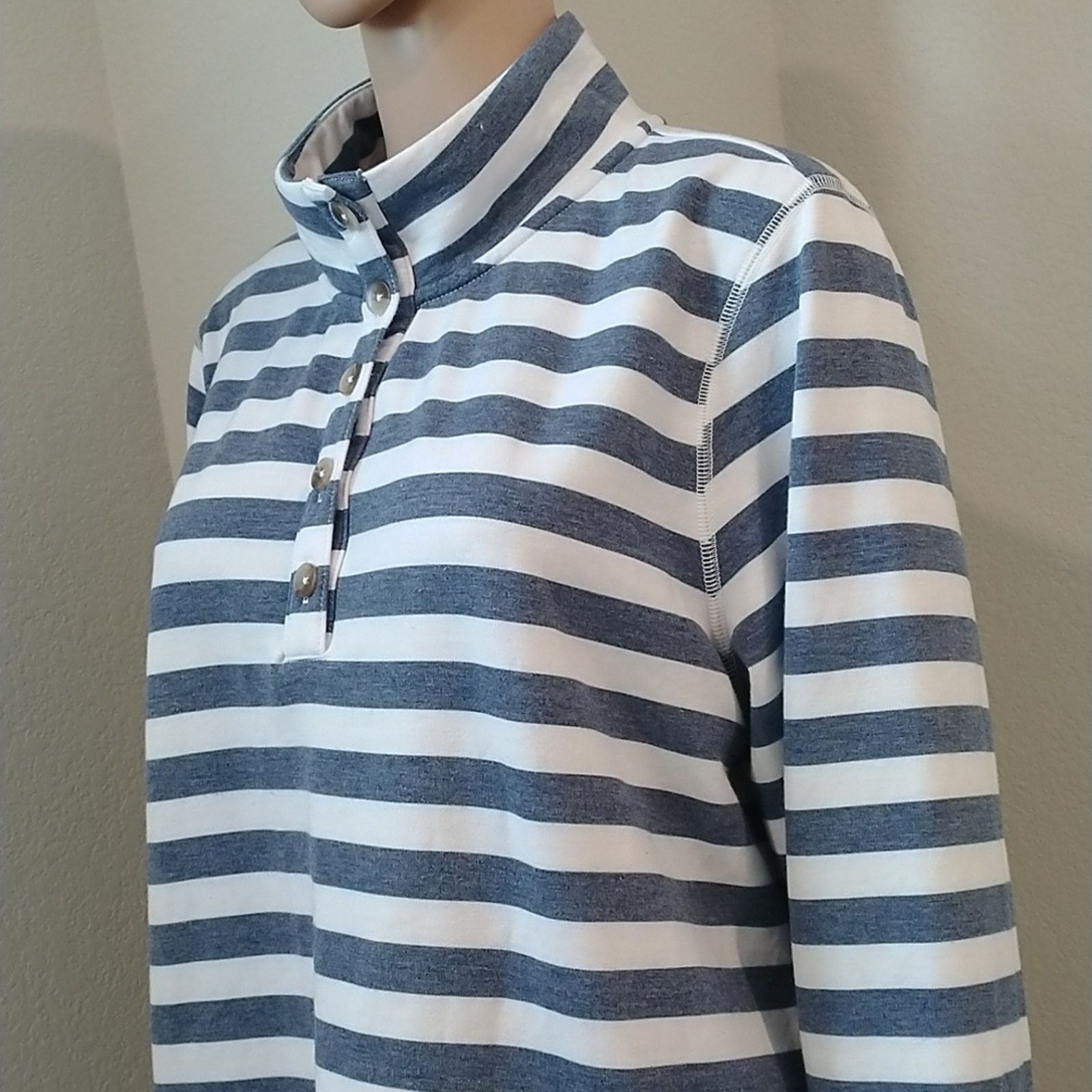 Croft & Barrow Croft & Barrow White/Blue/Grey Striped Pullover Sweater Size XL / US 12-14 / IT 48-50 - 3 Thumbnail