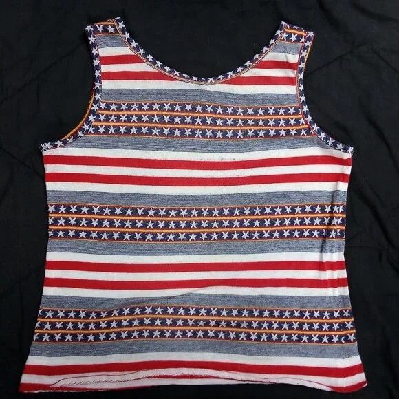 Vintage Vintage 70s Stars And Stripes USA Tank Top Shirt Size US S / EU 44-46 / 1 - 3 Thumbnail
