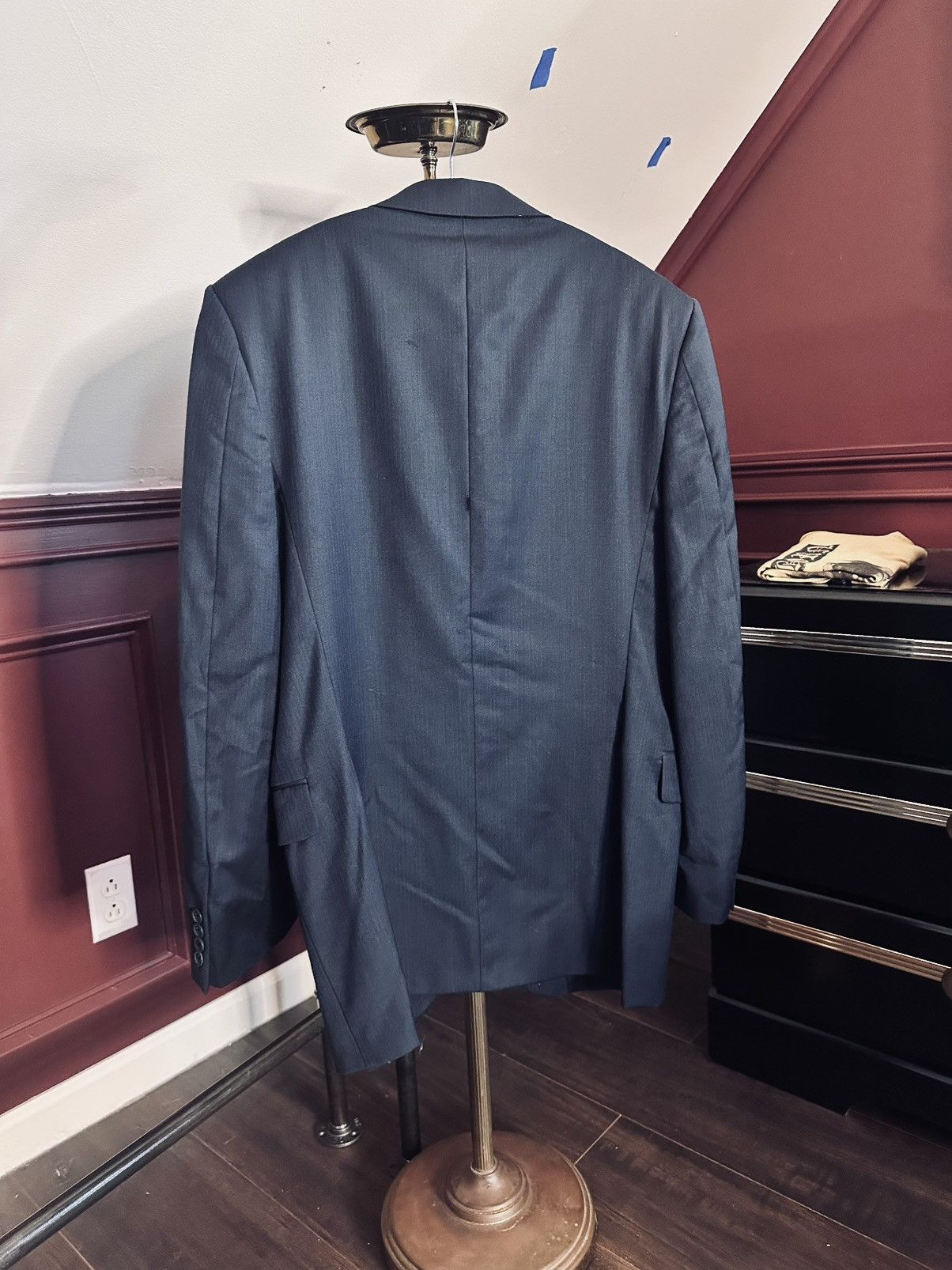 Burberry Navy blue herringbone striped wool MiUSA jacket Size 38R - 7 Thumbnail