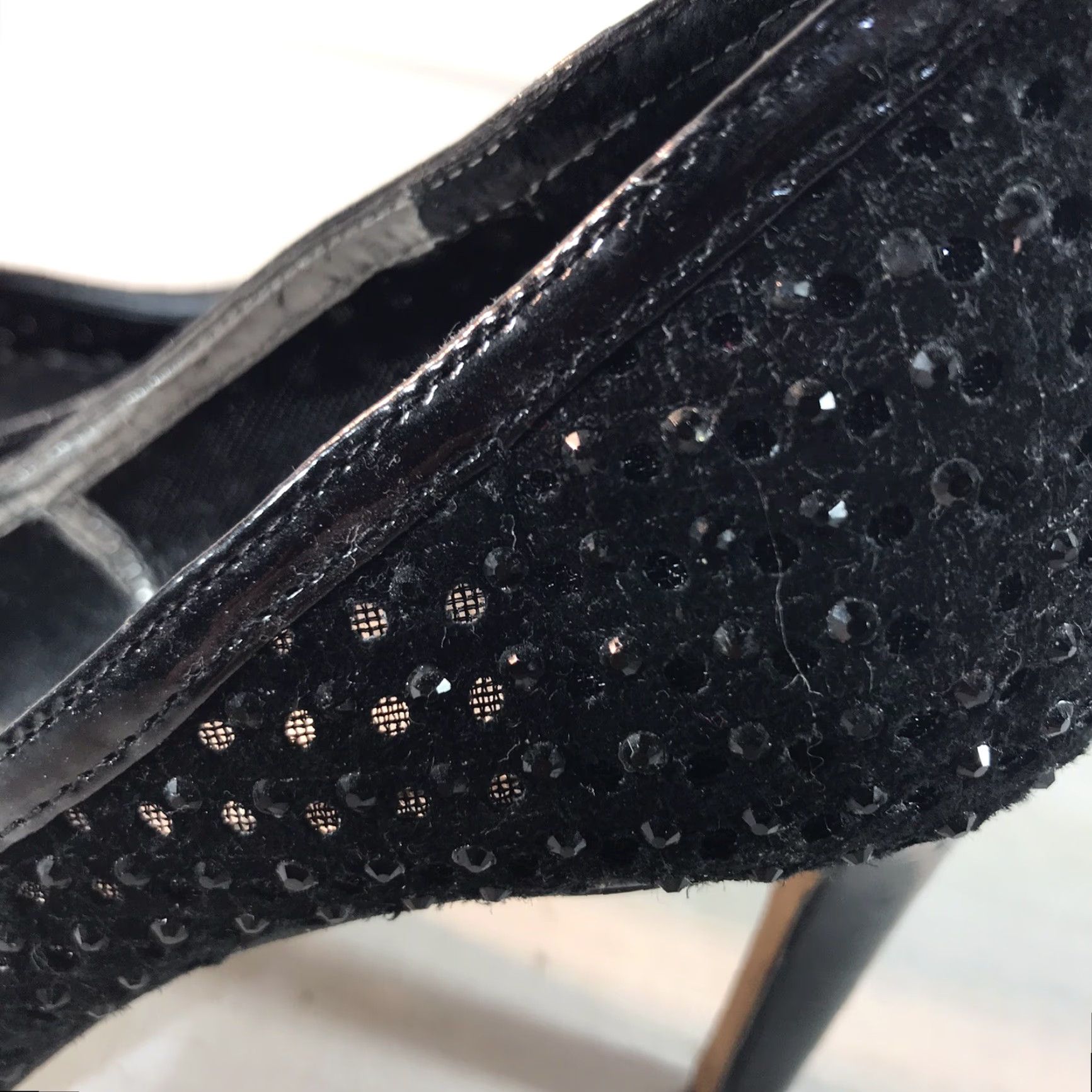 Vintage VINTAGE Antonio Melani Black Leather Sequin Pump Women's Size 6M High Heel 3.5in Stiletto Pointed Toe Going Out Size US 6 / IT 36 - 2 Thumbnail