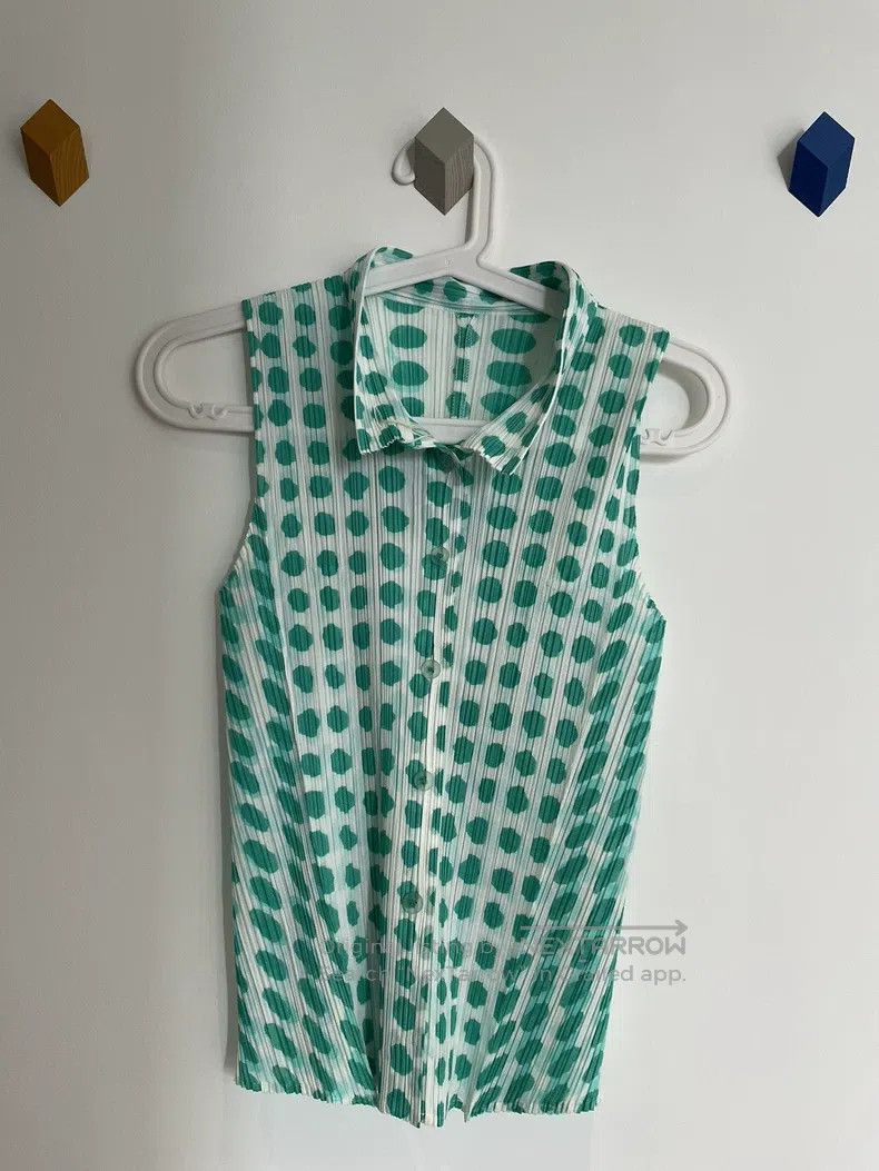 Issey Miyake Issey Miyake Polka Dot Stand Collar Sleeveless Shirt Size L / US 10 / IT 46 - 2 Thumbnail