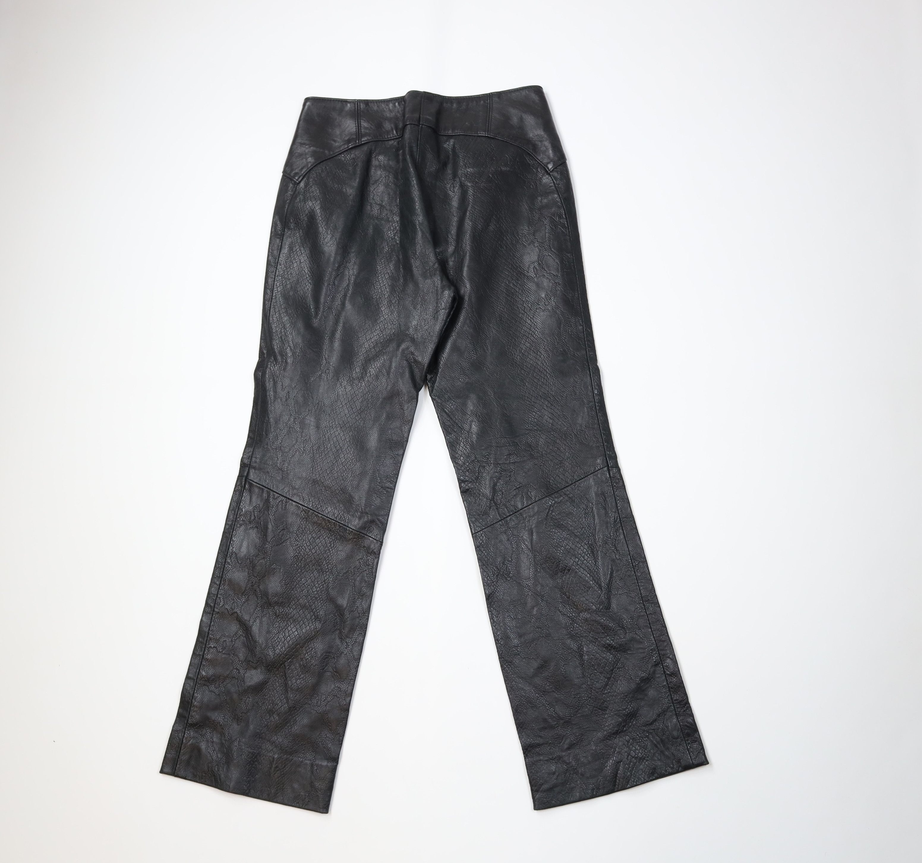 Vintage Vintage 90s Streetwear Leather Wide Leg Pants Black USA Size 32" / US 10 / IT 46 - 8 Thumbnail