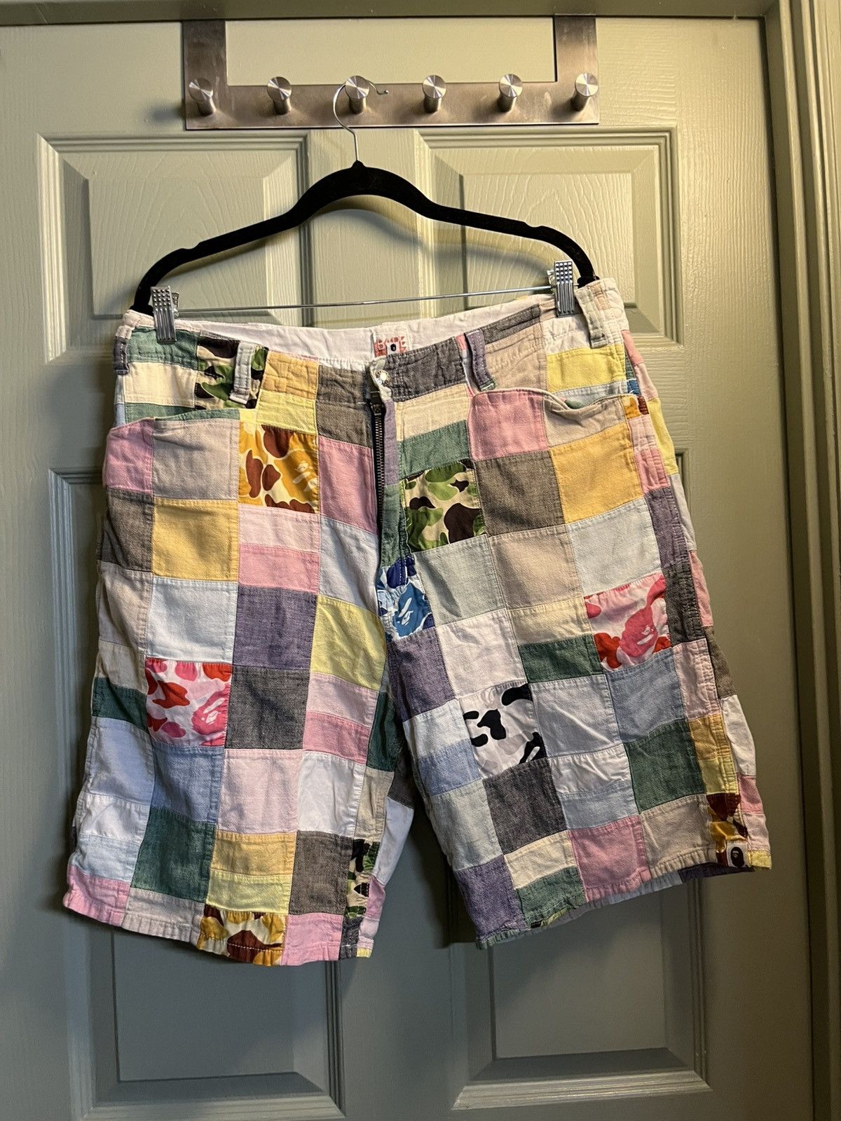 Bape Vintage Bape Linen Patchwork Shorts Size US 34 / EU 50 - 1 Thumbnail