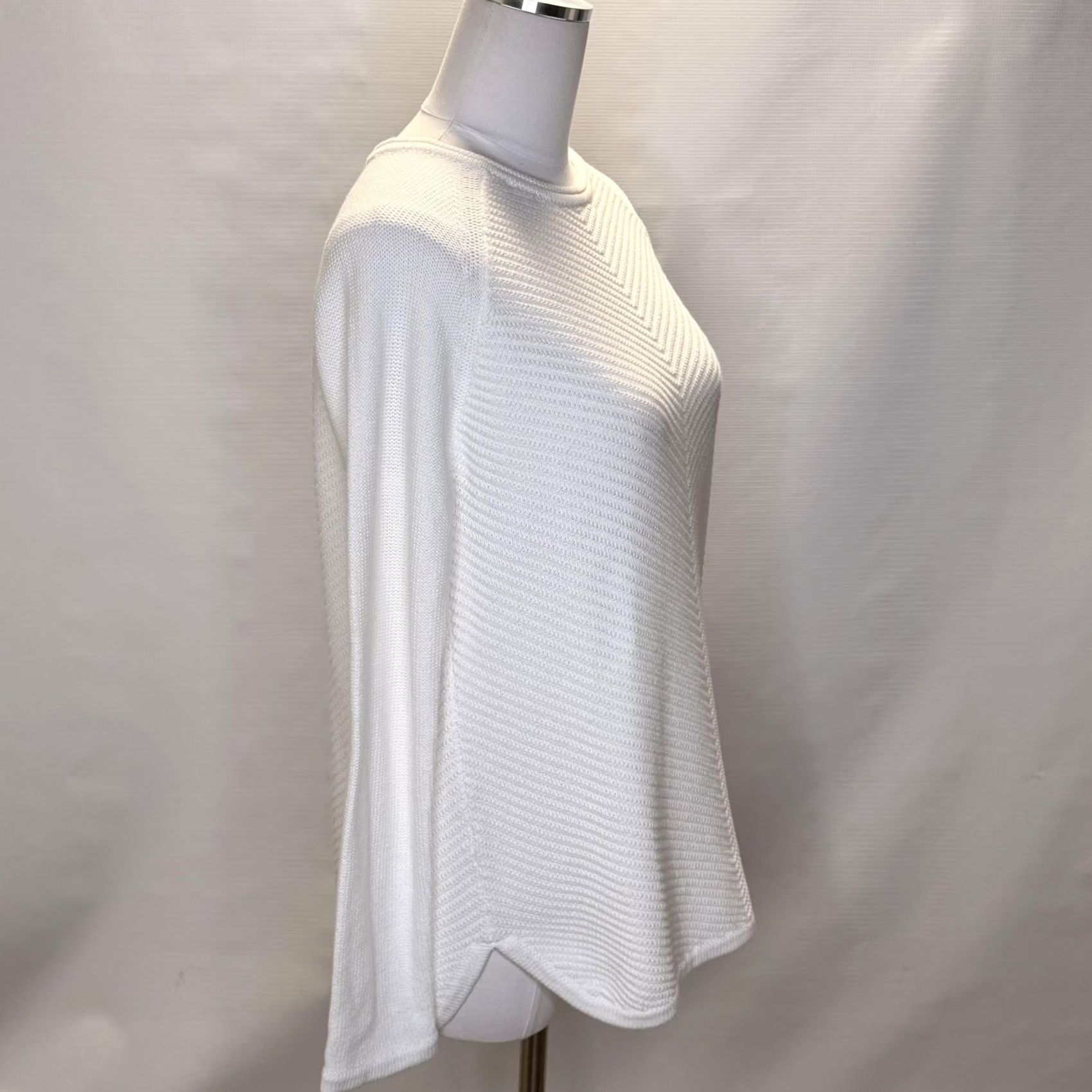 Vintage Kinross Womens Sweater Knit Crewneck Raglan White Chevron Geometric Cotton Pullover S Small Knit Slim-Cut Casual Size S / US 4 / IT 40 - 2 Thumbnail