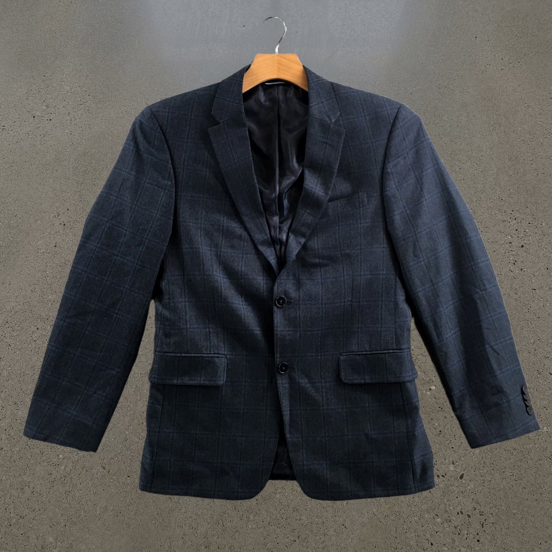 Tommy Hilfiger Blazer Jacket Mens Blue Viscose Blend Textured Two Button R38, Men's (Size 38r)