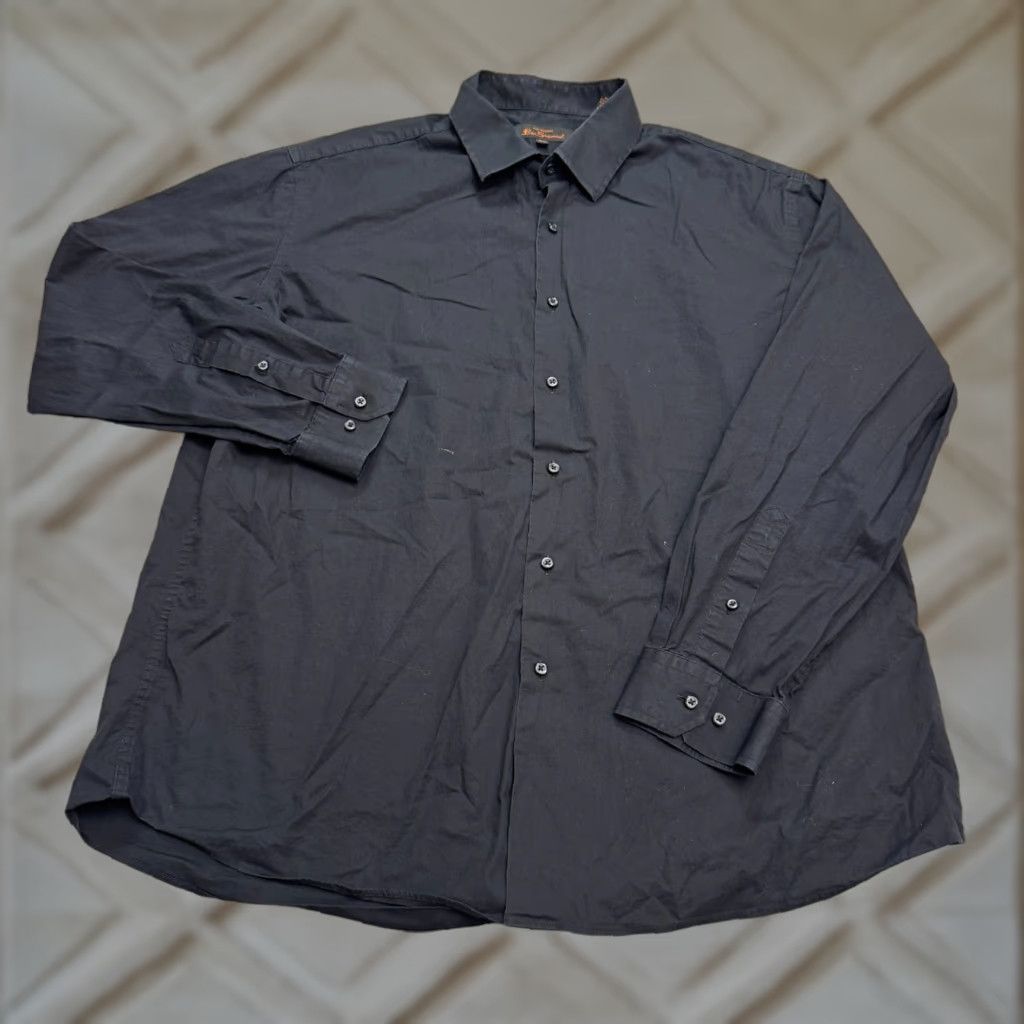 Ben Sherman Ben Sherman Dress Shirt Men 17.5 Neck 34-35 Black Cotton Spandex Stretch Classic Business Shirt Size 34R - 1 Thumbnail
