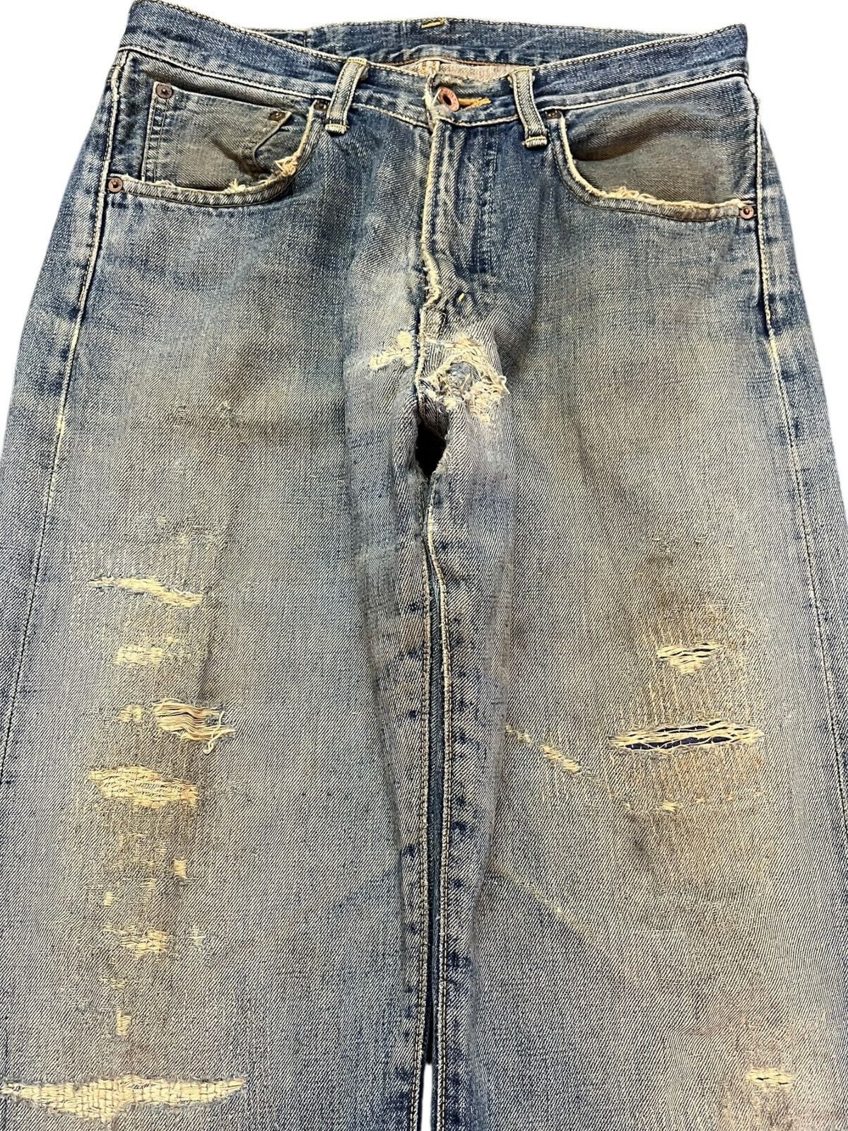 Edwin Vintage Edwin 505 X Selvedge Destroyed Distressed Denim Size US 30 / EU 46 - 2 Thumbnail