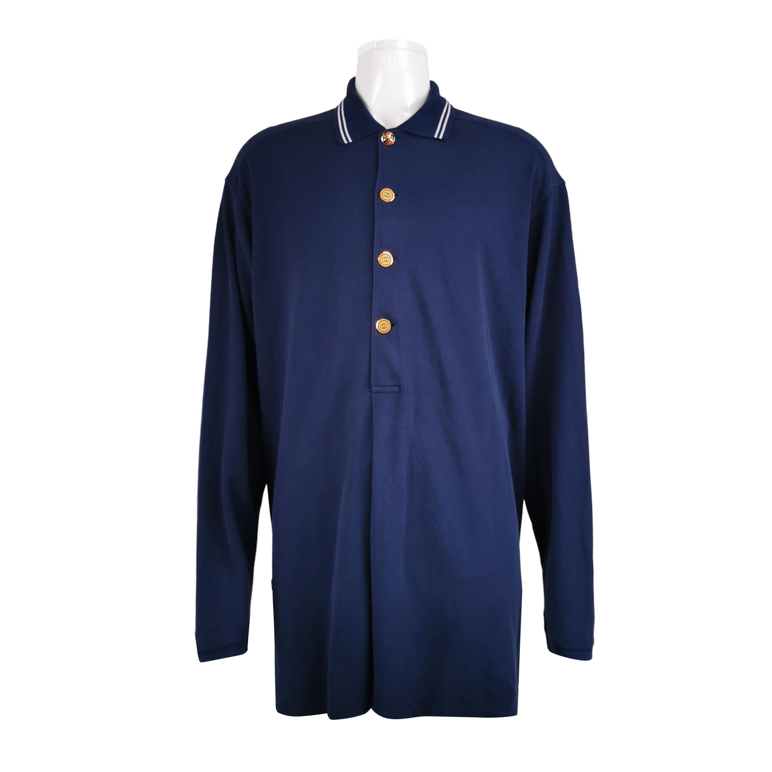 Gucci Gucci Crest Button Long Sleeve Polo Size L Size US L / EU 52-54 / 3 - 1 Thumbnail