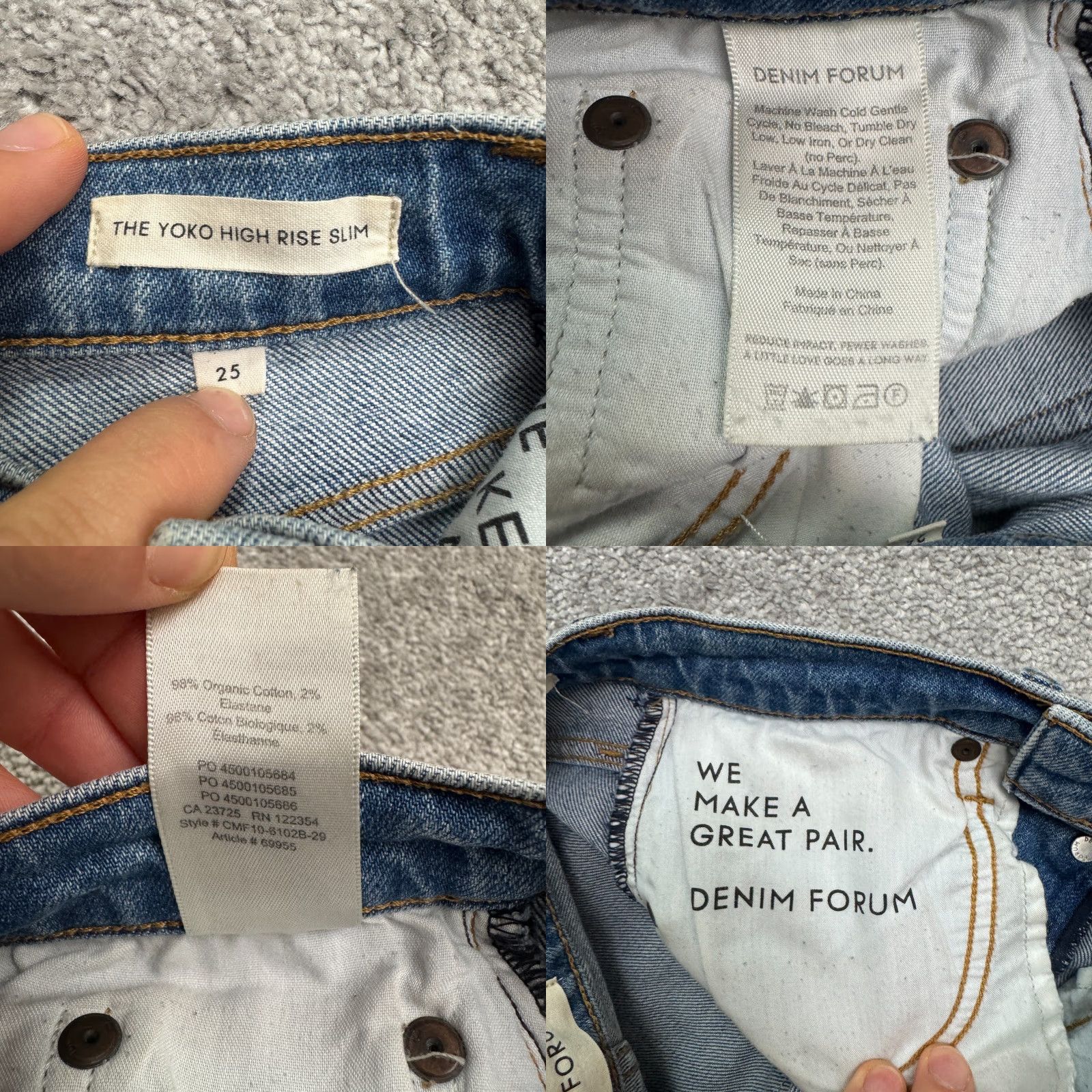 Vintage Denim Forum The Yoko High Rise slim fit Button Fly Jeans Womens 25 Blue Size 42" / US 20 - 8 Thumbnail
