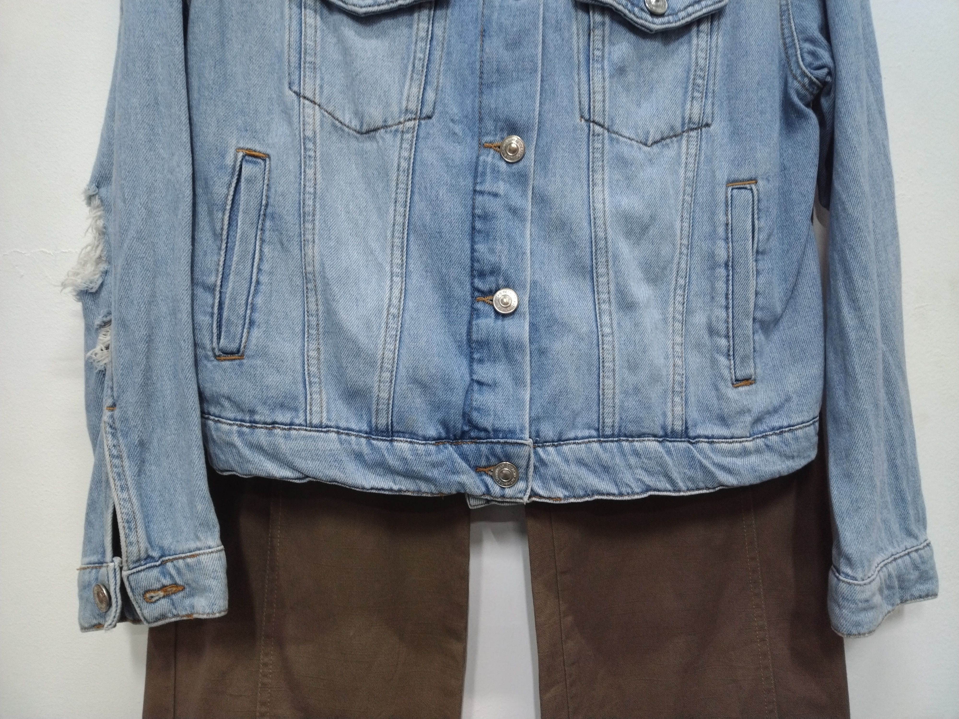 Seditionaries Vintage Distressed Design embroidered De Facto Denim Jacket Size L / US 10 / IT 46 - 7 Thumbnail