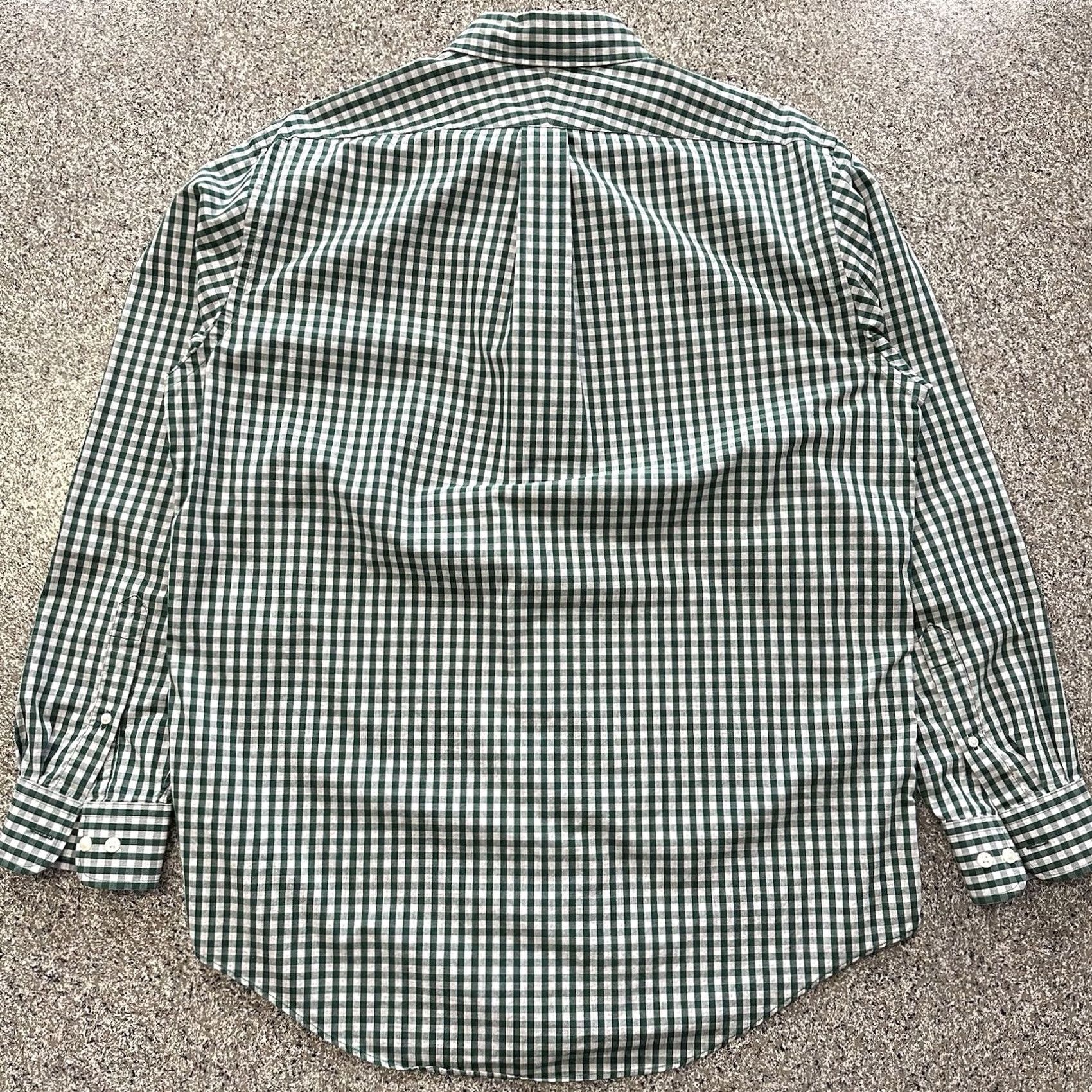 Lands' End Lands' End Shirt Mens 16 34 Long Sleeve Button-Down Green Traditional Fit Gingham Size US L / EU 52-54 / 3 - 7 Thumbnail