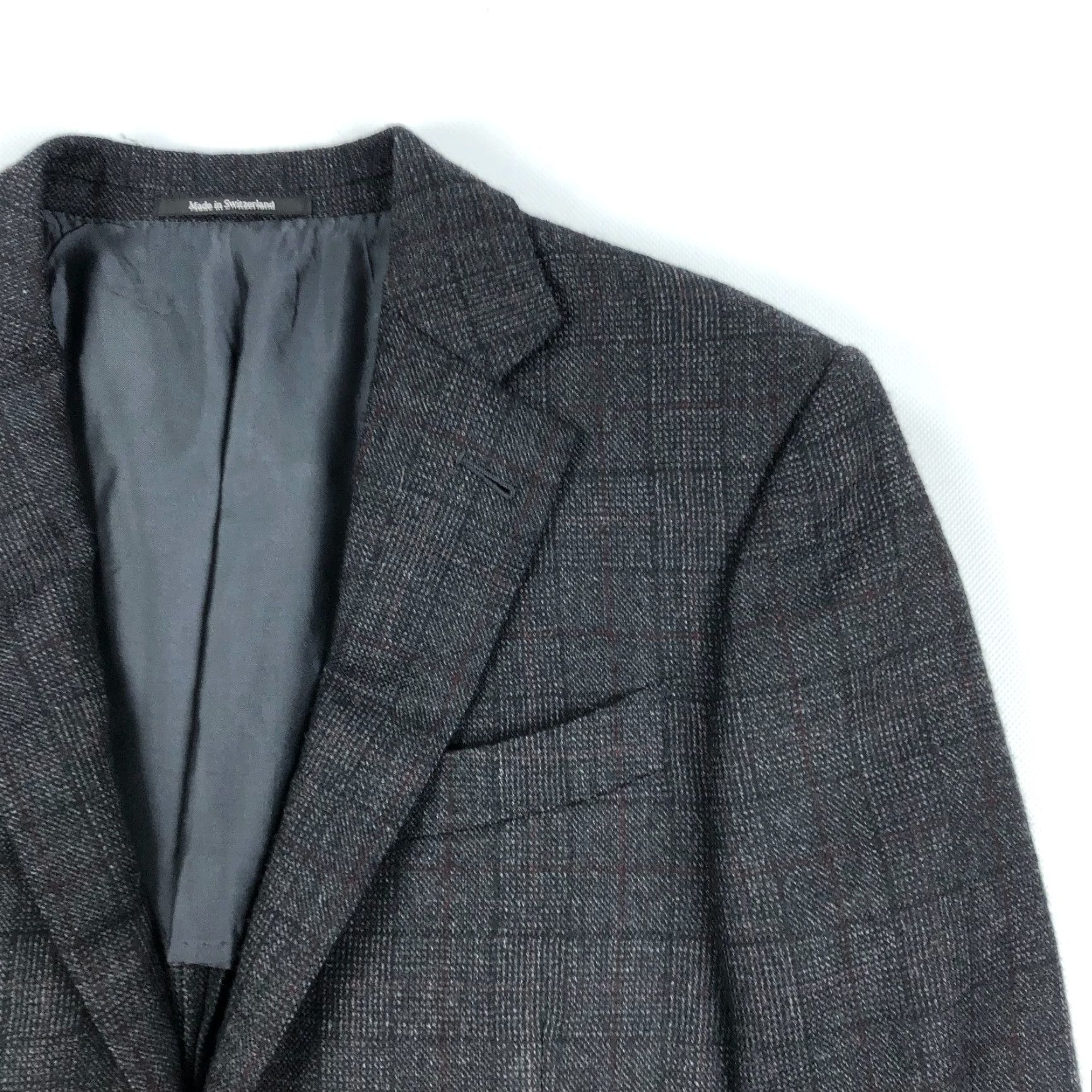 Ermenegildo Zegna Ermenegildo Zegna Blazer Wool Cashmere Mila Glen Check 38R Notch Two-Button Mens мод Size 38R - 2 Thumbnail
