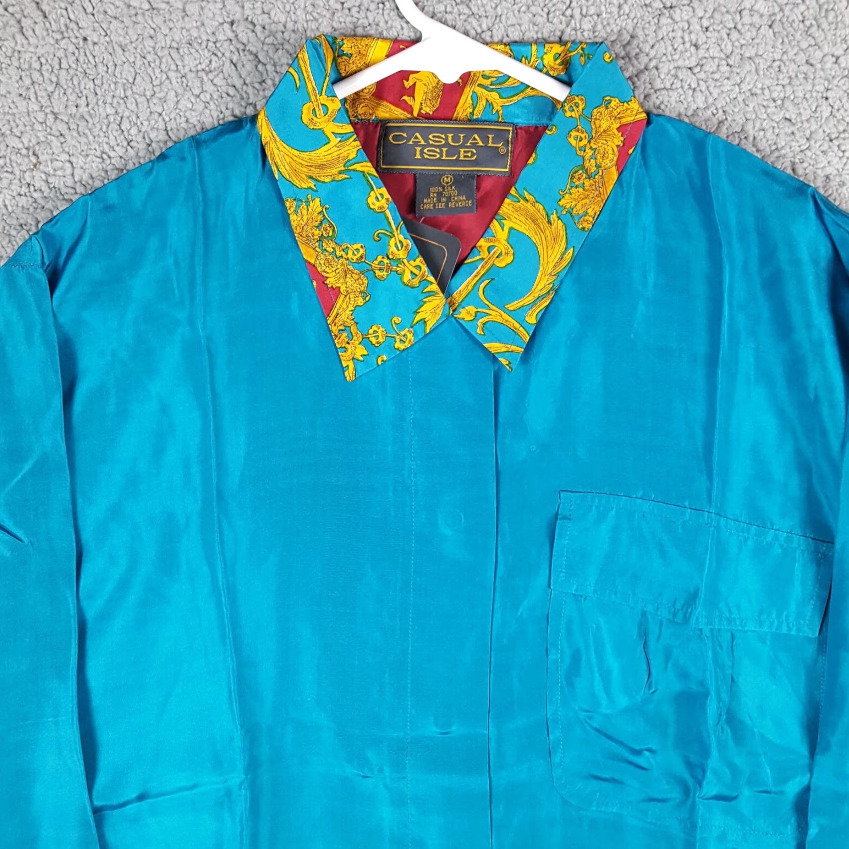 Vintage VINTAGE 80s Casual Isle Blue 100% Silk Polo Shirt Women’s Size M Short Sleeve Preppy Retro Golf Size M / US 6-8 / IT 42-44 - 2 Thumbnail