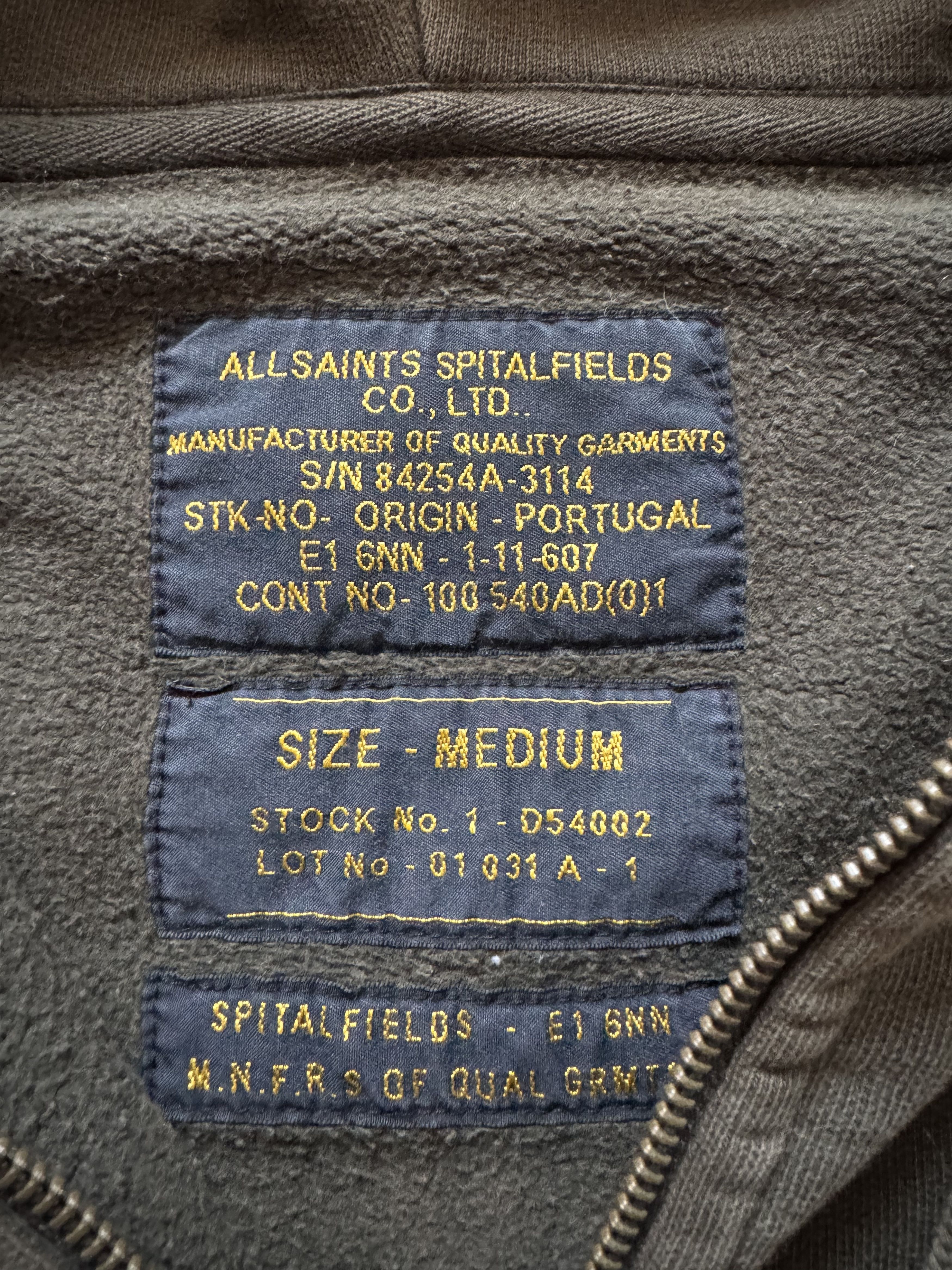 Allsaints Allsaints Spitalfields Heavy Zip Hoodie Faded Khaki Size US M / EU 48-50 / 2 - 9 Thumbnail