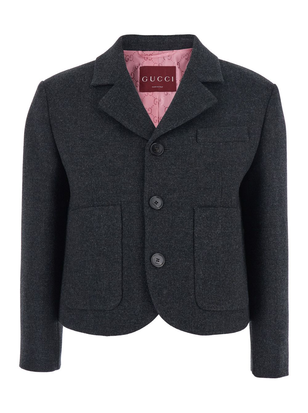 Gucci Grey Single-Breasted Jacket with Notched Revers in Wool Woman Size L / US 10 / IT 46 - 1 Thumbnail