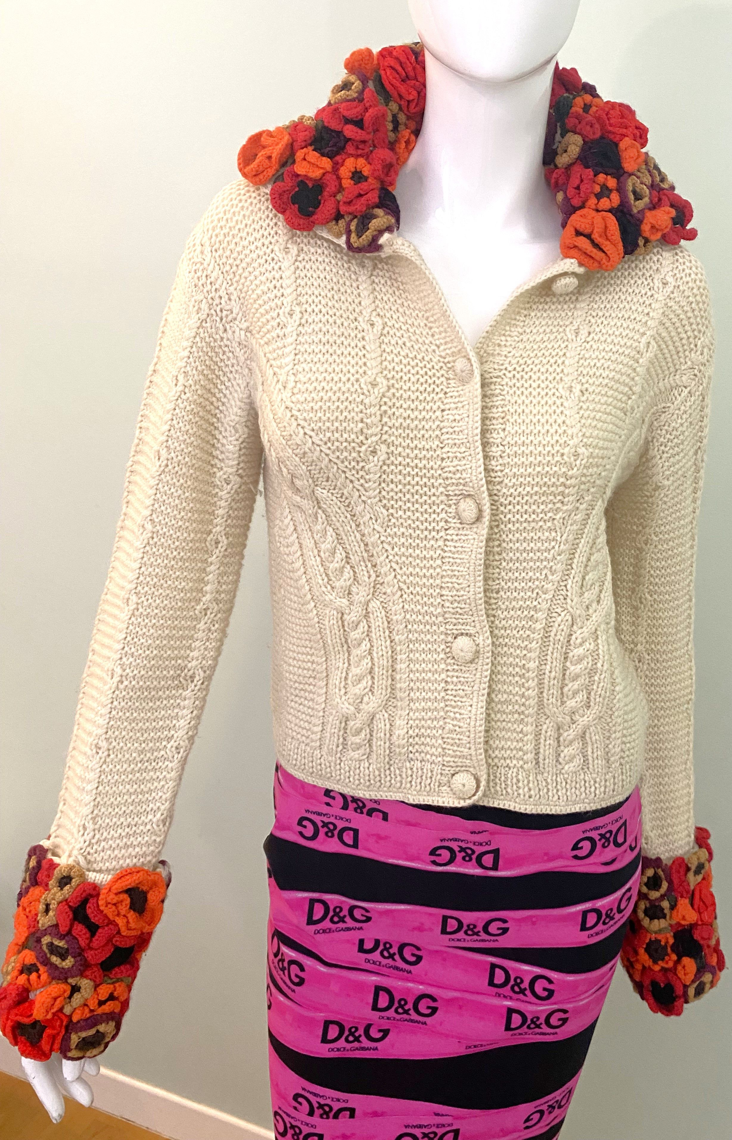 Moschino Moschino Crochet Beaded Cardigan Sweater Pullover Size M / US 6-8 / IT 42-44 - 2 Thumbnail