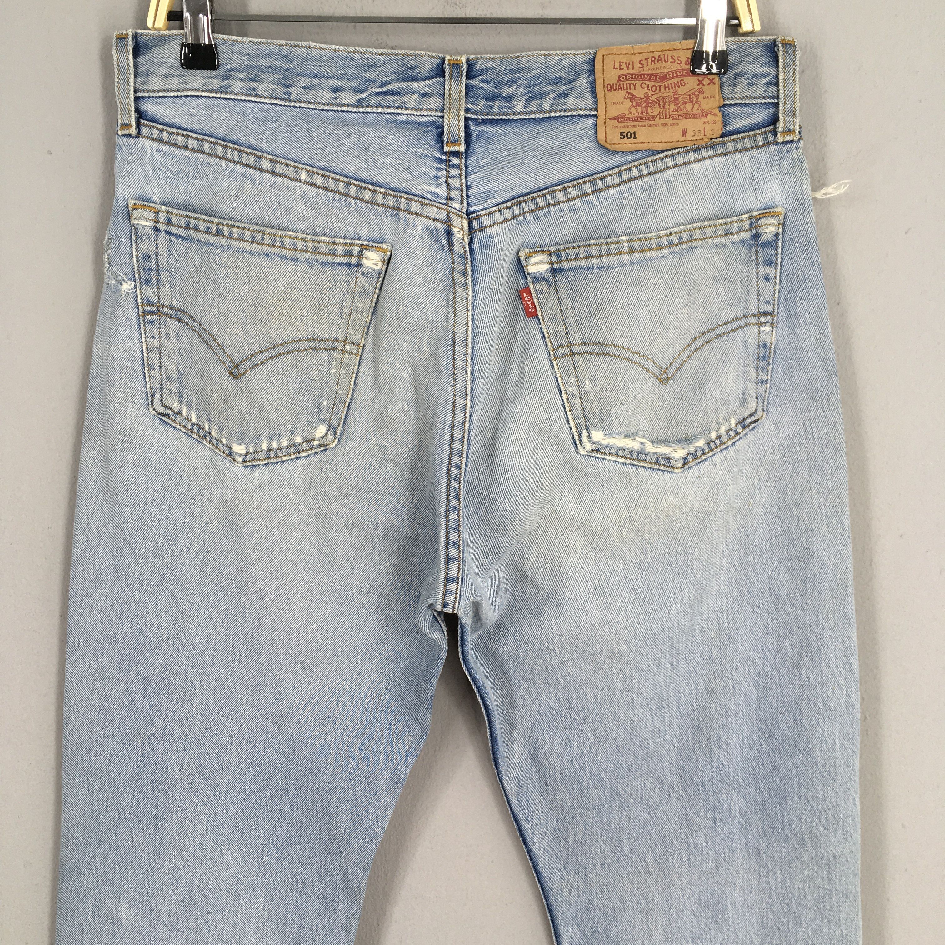 Levi's Size 31x32 Vintage 90s Levi's 501 Faded Blue Jeans S1897 Size US 31 - 9 Thumbnail