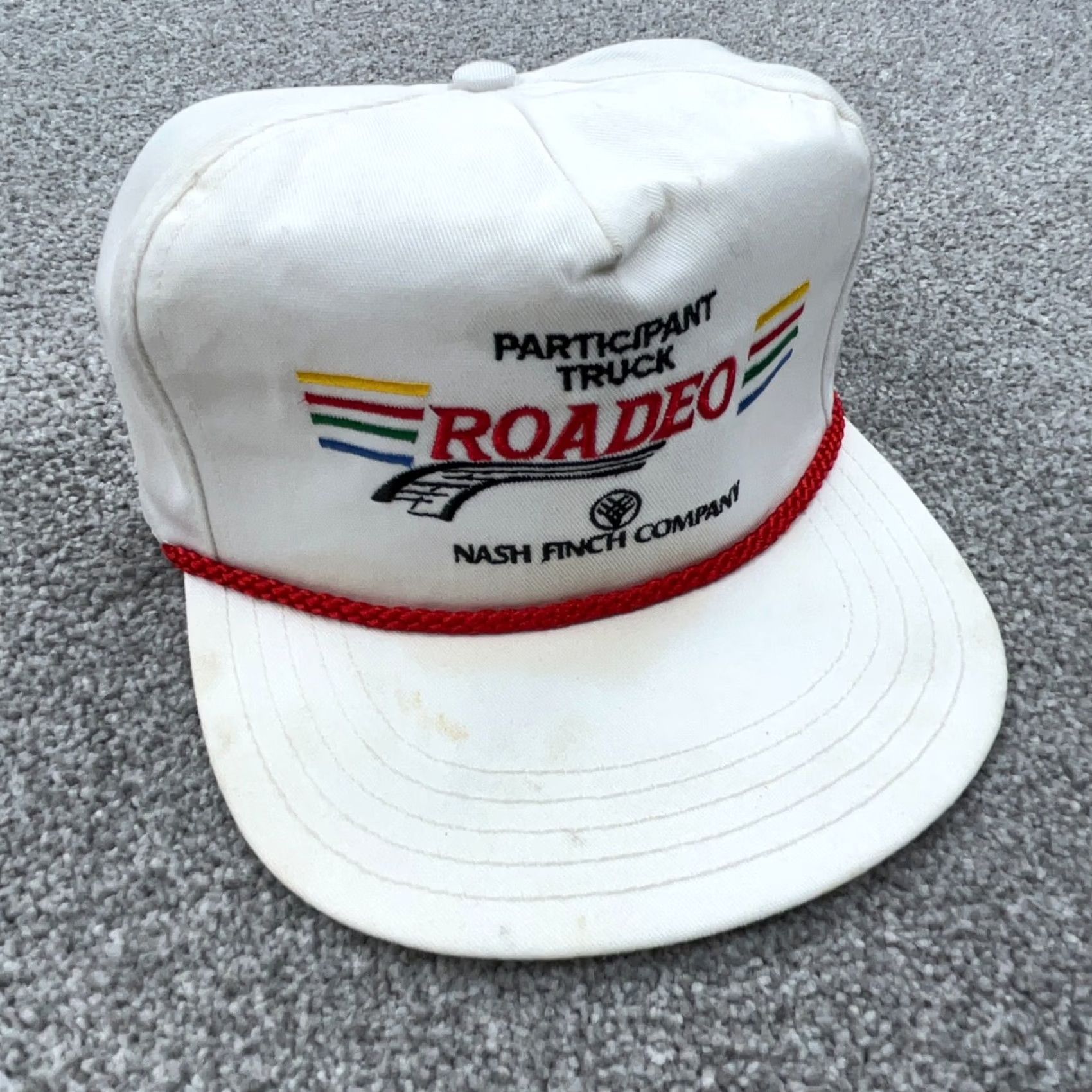 Vintage Vintage Nash Finch Trucker Hat Cap Strap Back White Red Made In USA 90s Roadeo Size ONE SIZE - 4 Thumbnail