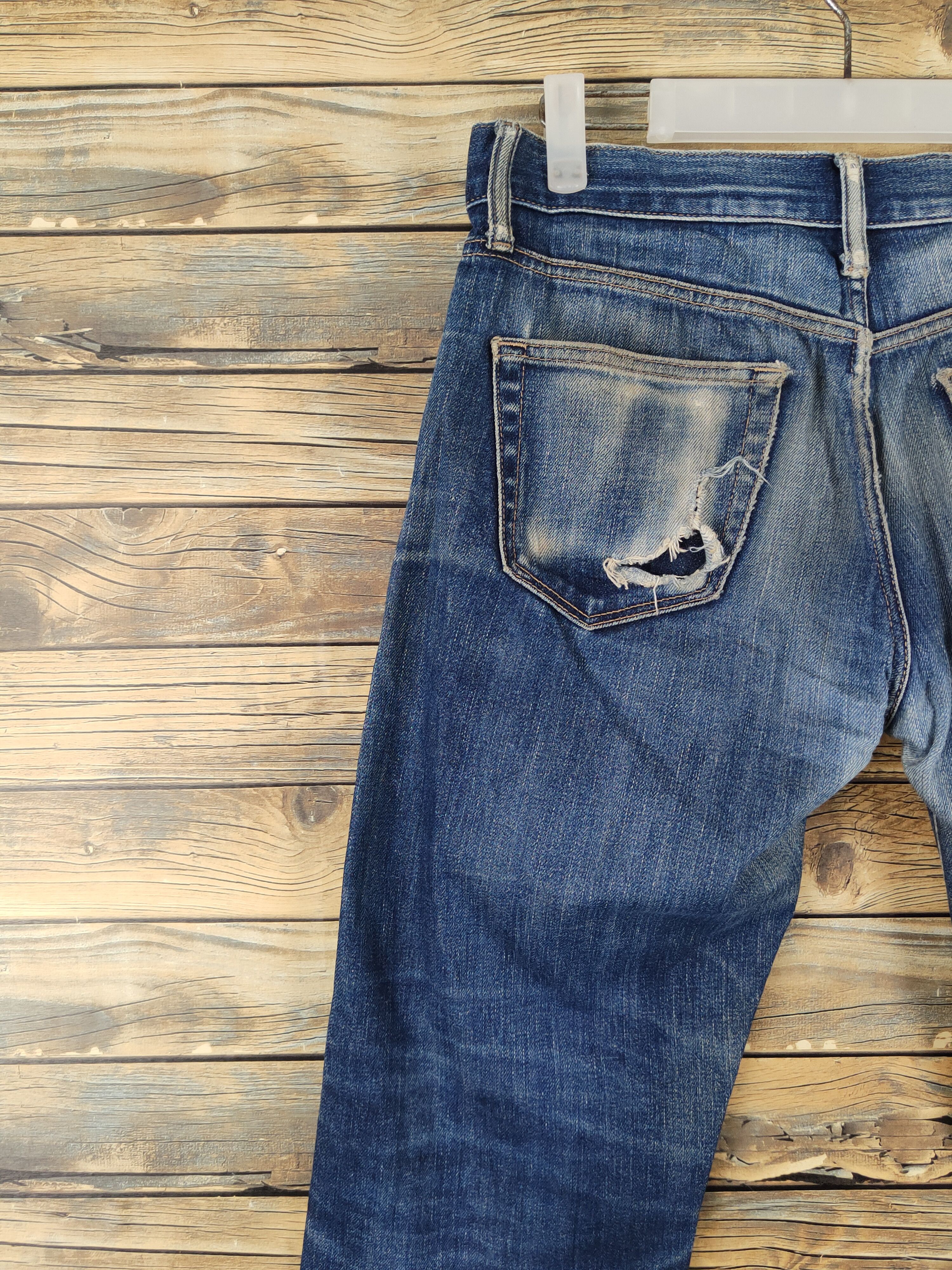 Japanese Brand Uniqlo Dark Blue Distressed Ripped Jeans#W1396 Size US 31 - 9 Thumbnail